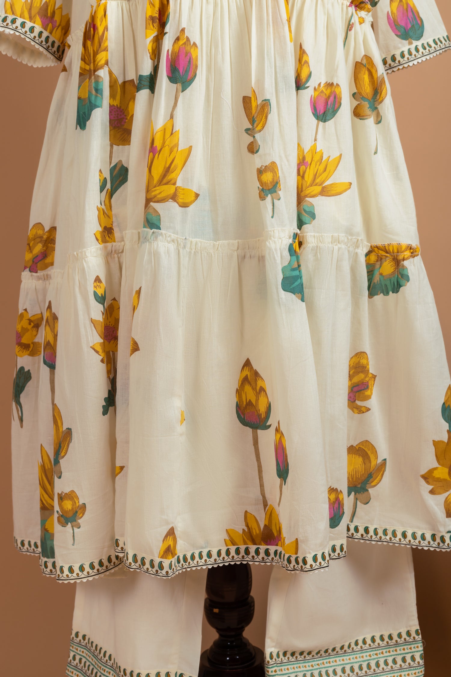 Afreen White with yellow A-Line Readymade Set