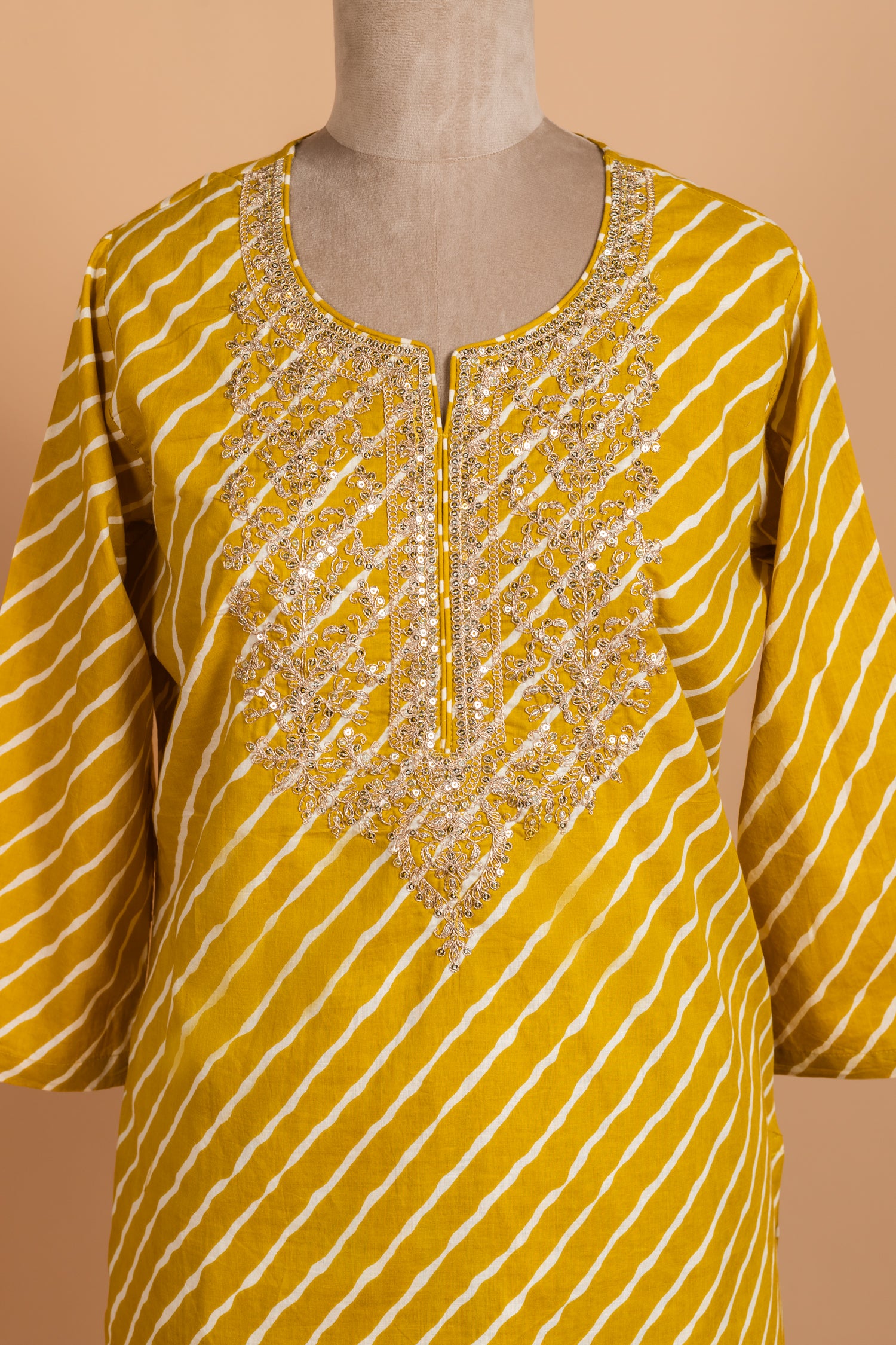 Anokhi Lime-yellow Bandhani Cotton Readymade Set Sterling House