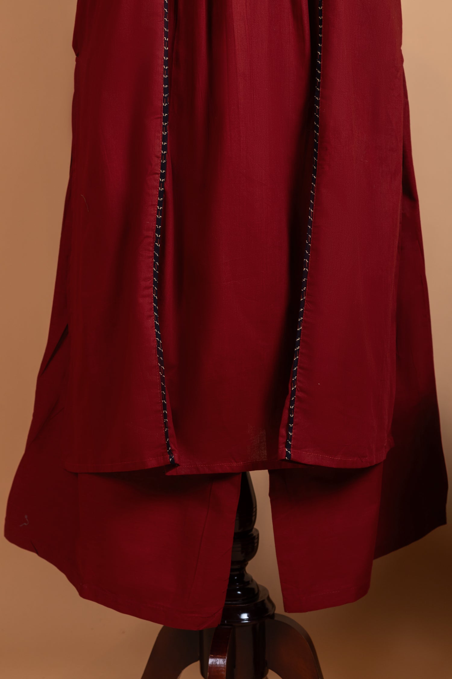Afreen Maroon Cotton A-line Readymade set
