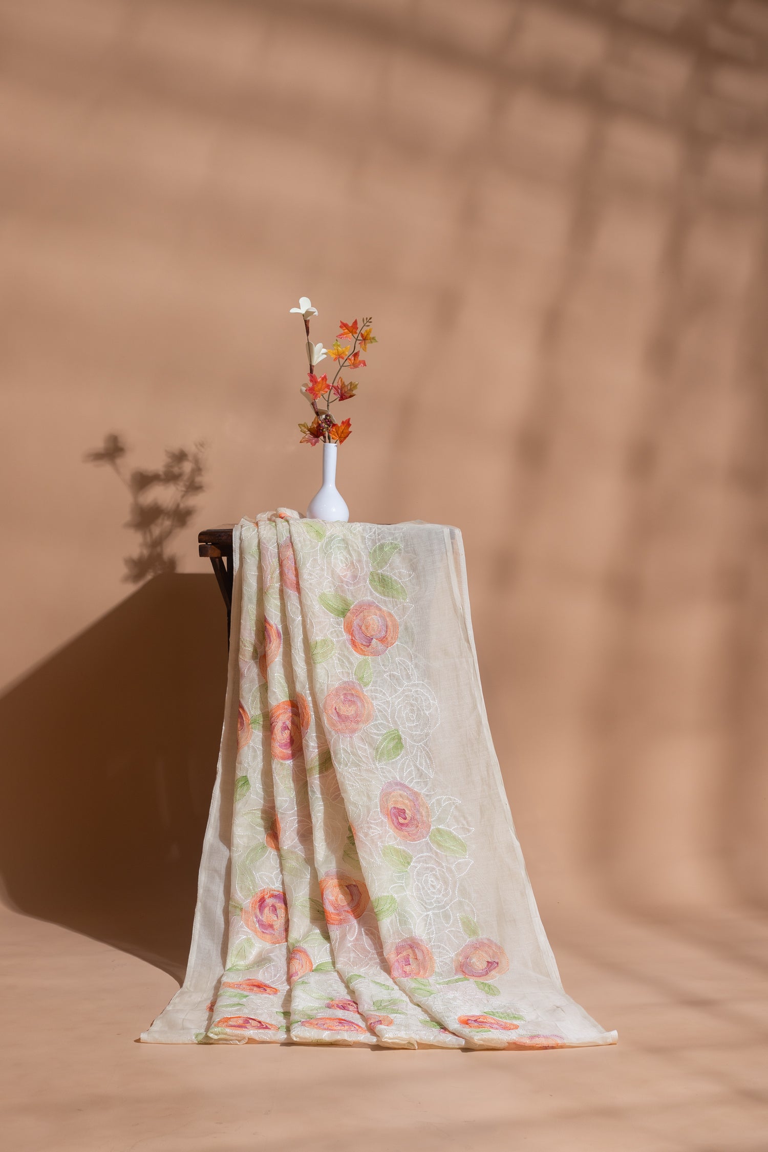 Luxe White with Peach Fabric