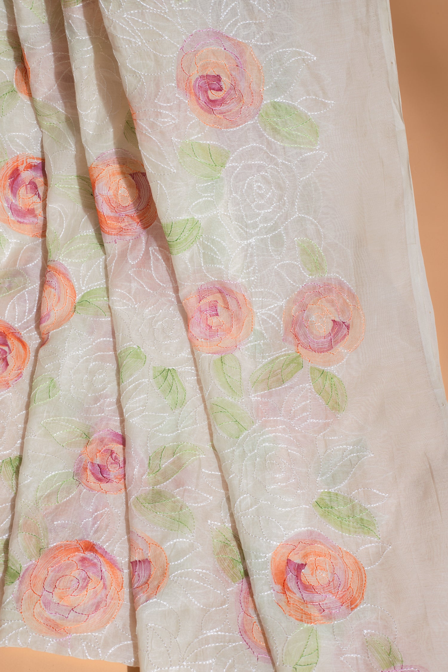 Luxe White with Peach Fabric
