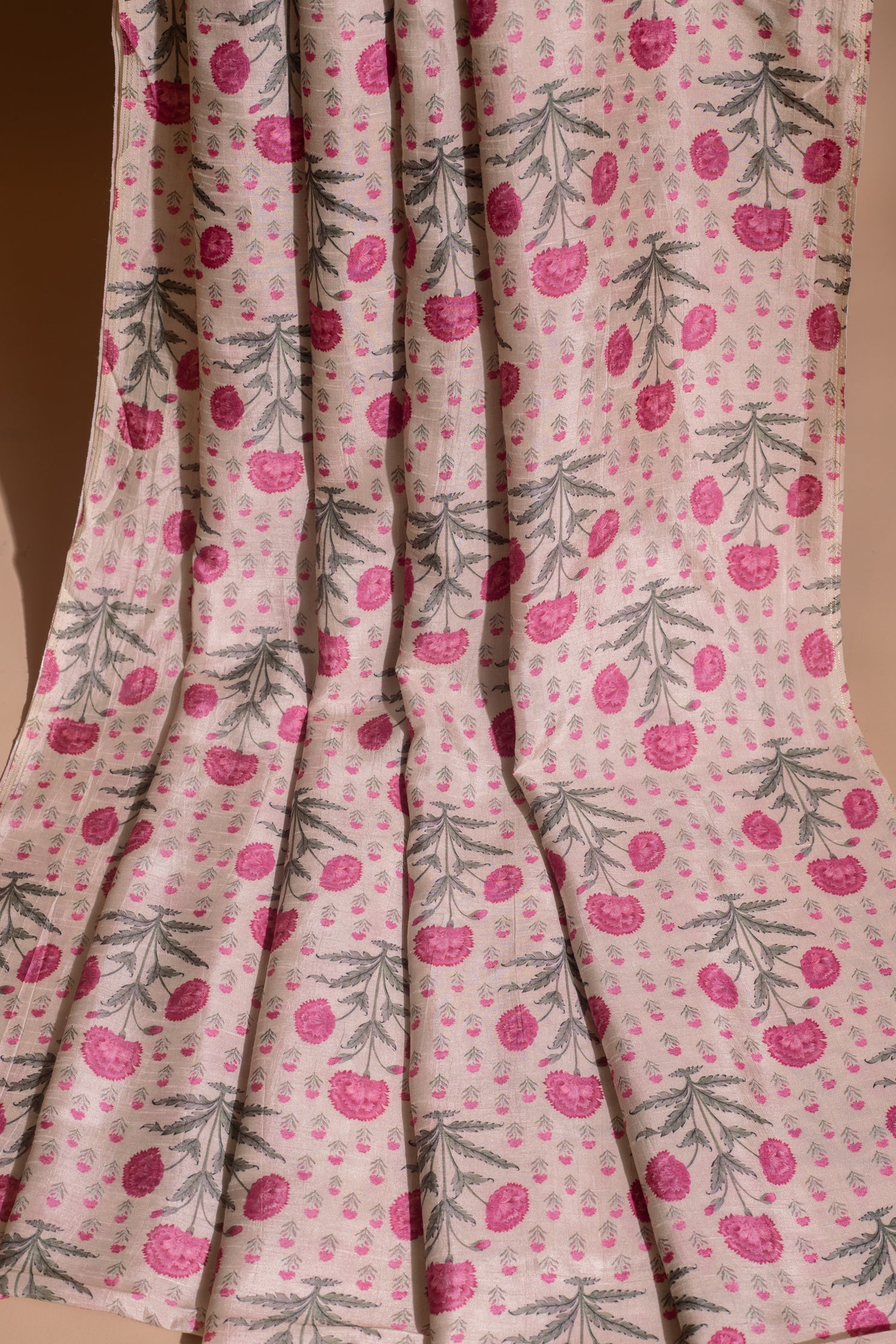 Luxe Pink Printed Silk Blend Fabric