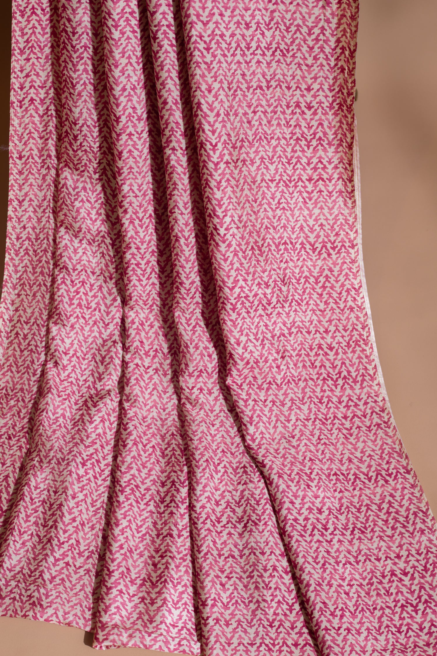 Luxe Pink Printed Silk Blend Fabric