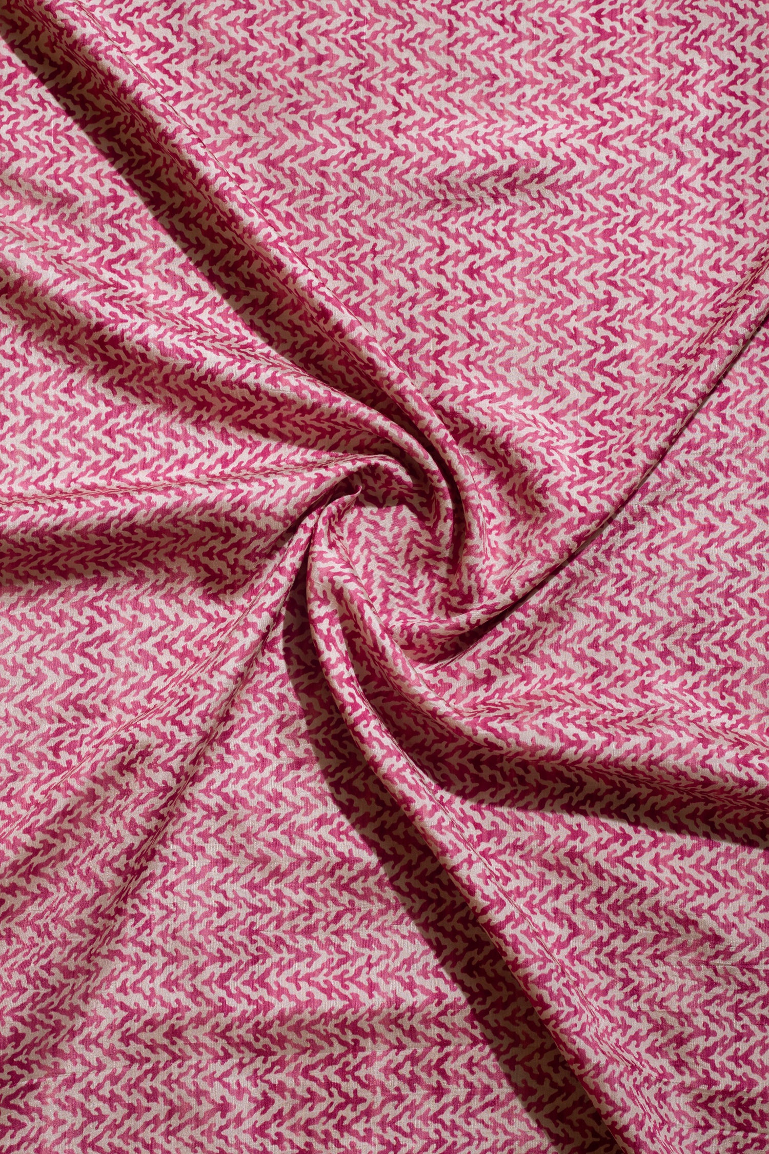 Luxe Pink Printed Silk Blend Fabric