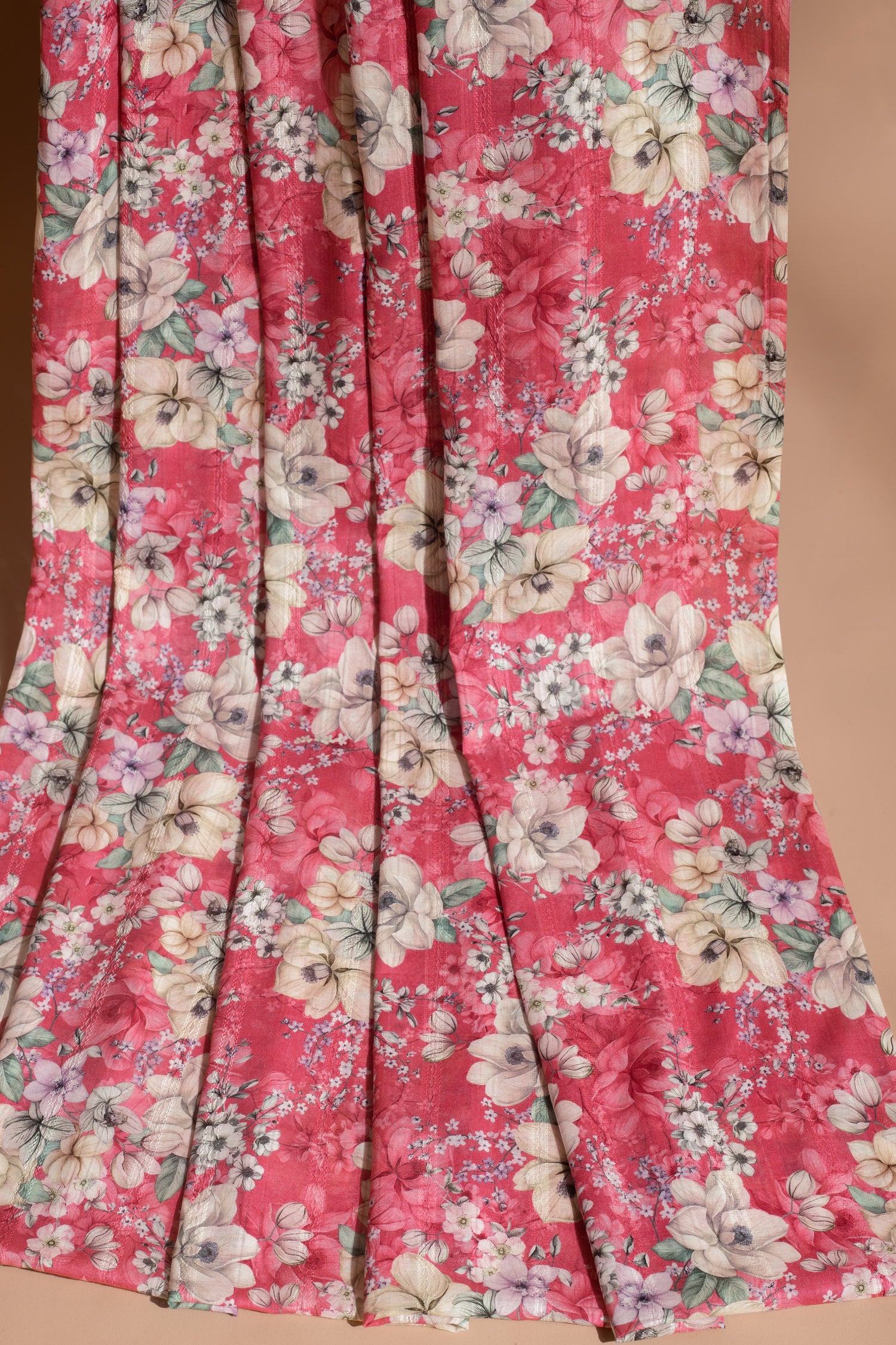 Roze Pink Cotton Printed Fabric