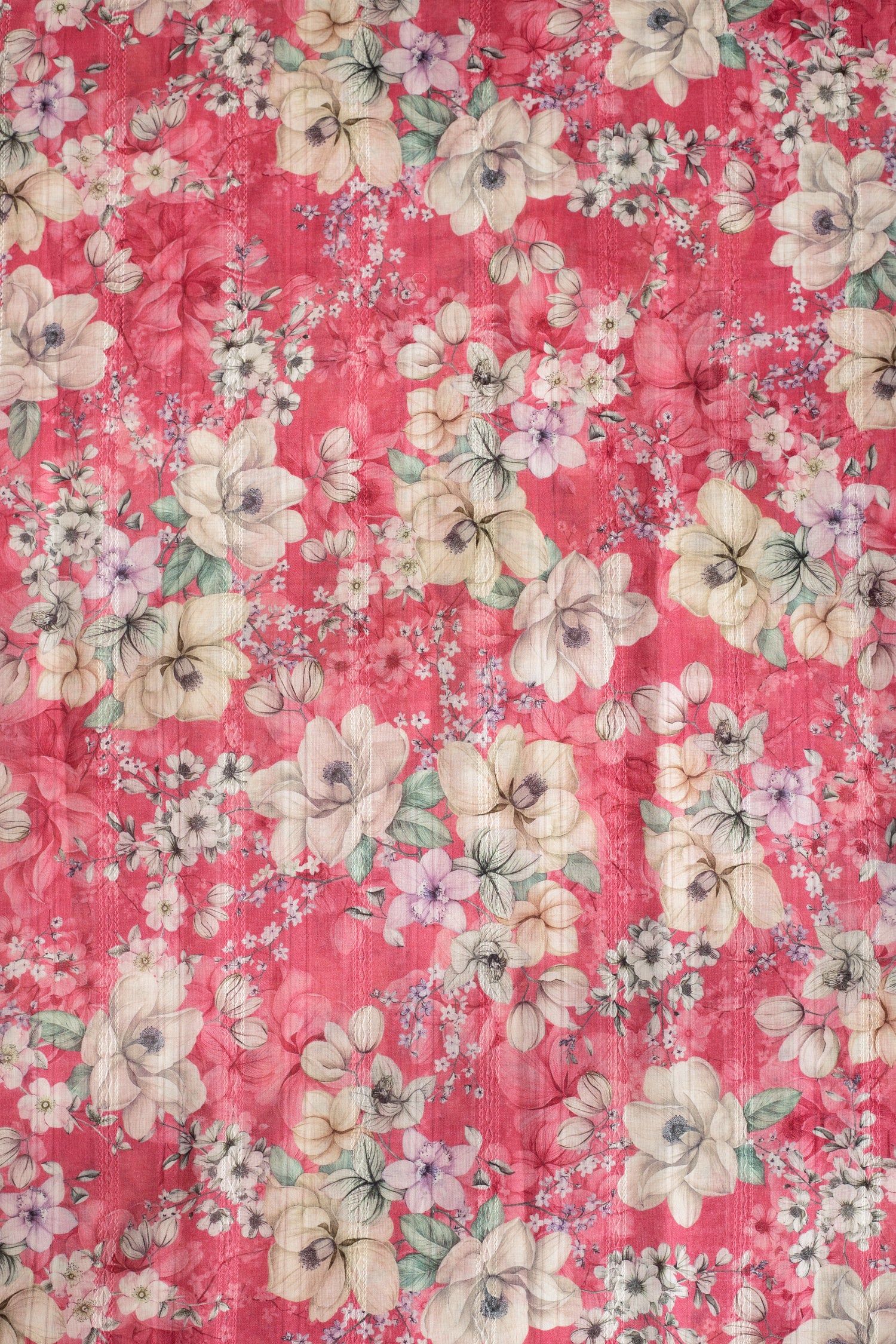 Roze Pink Cotton Printed Fabric