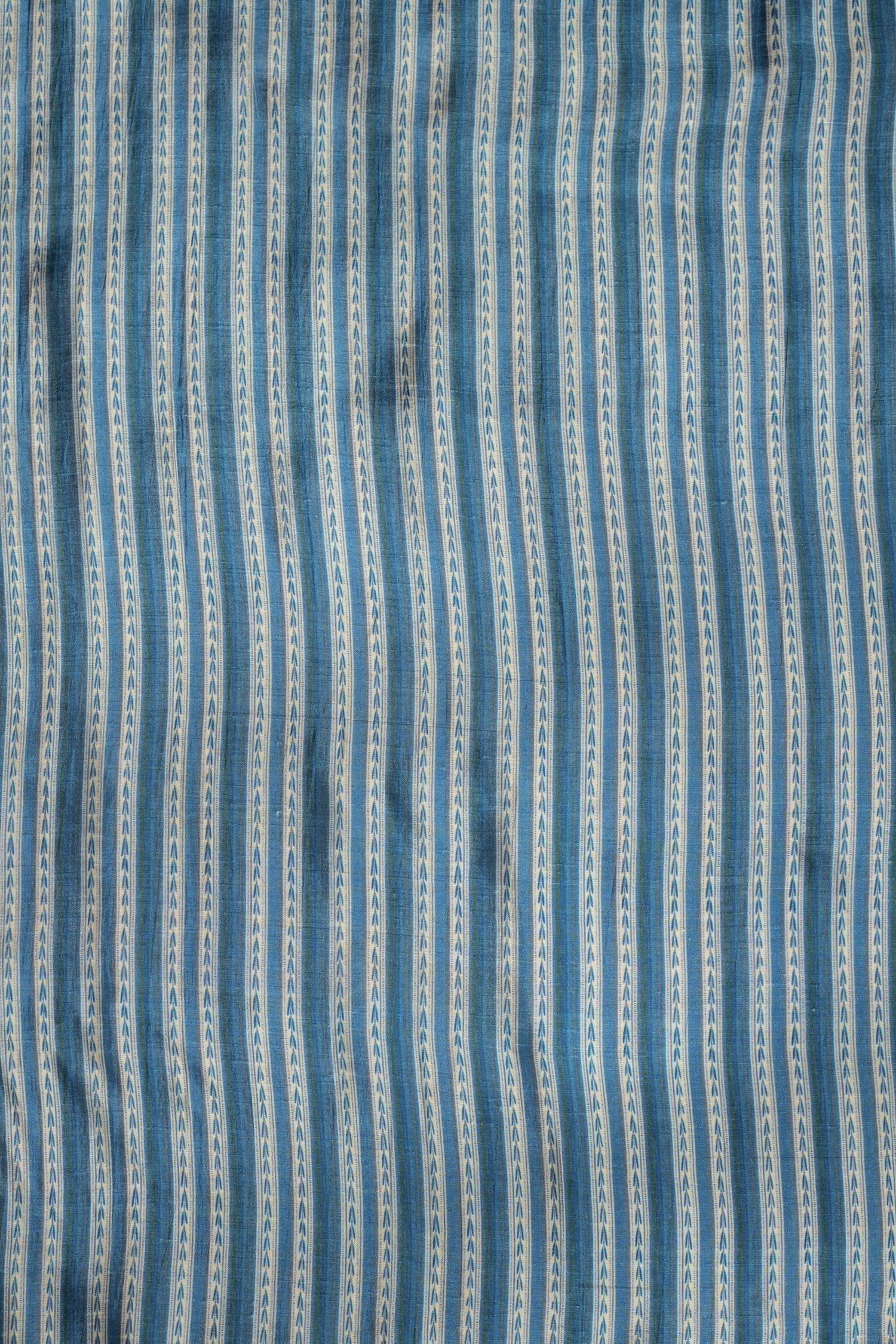 Luxe Blue Printed Silk Blend Fabric