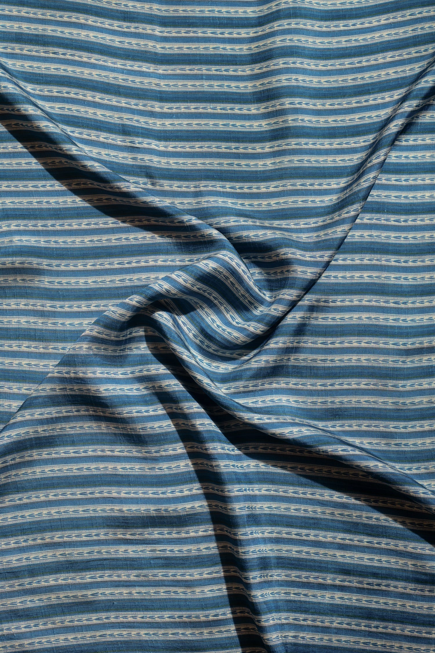 Luxe Blue Printed Silk Blend Fabric