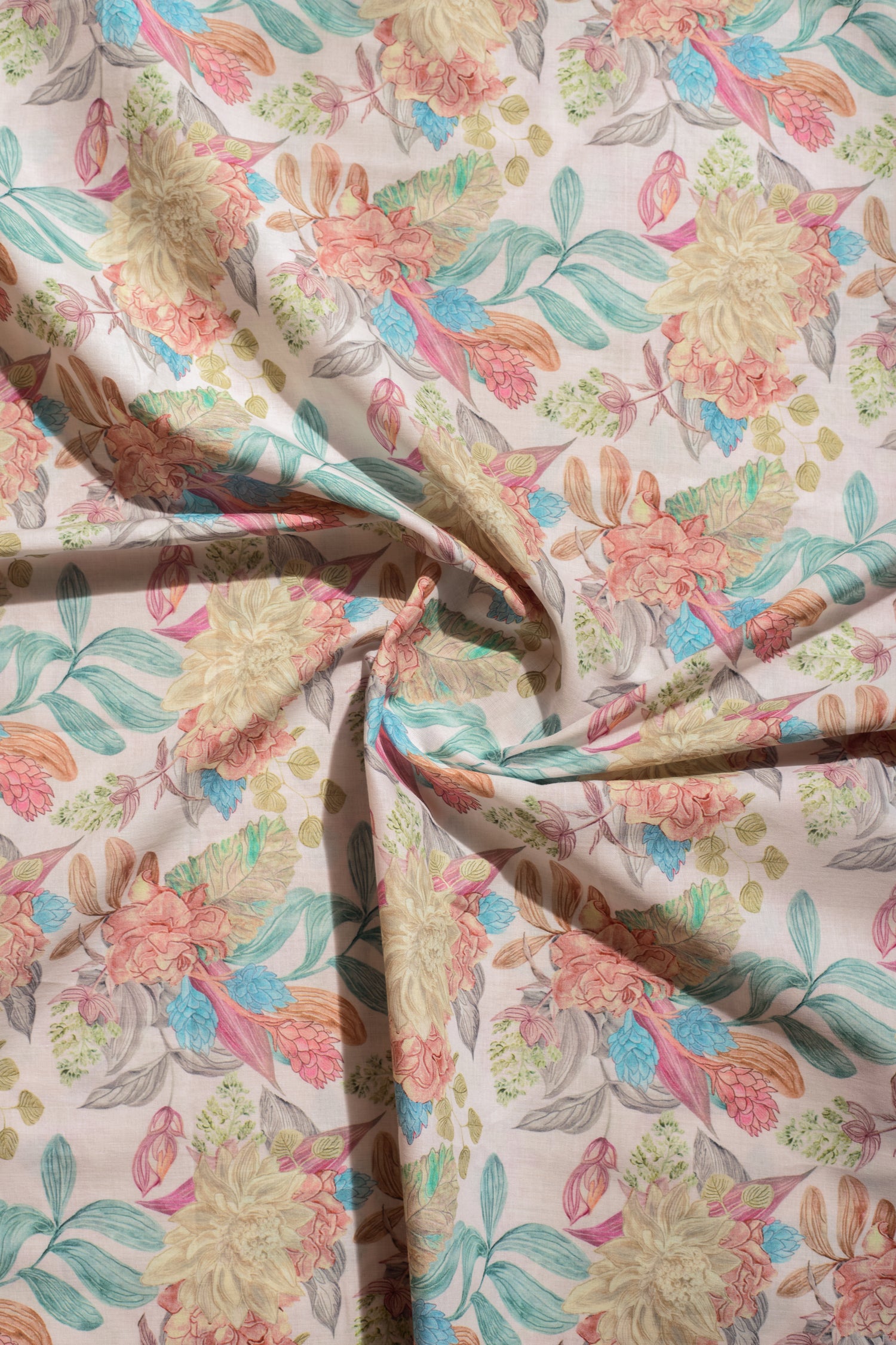 Afreen Ivory Cotton Printed Fabric