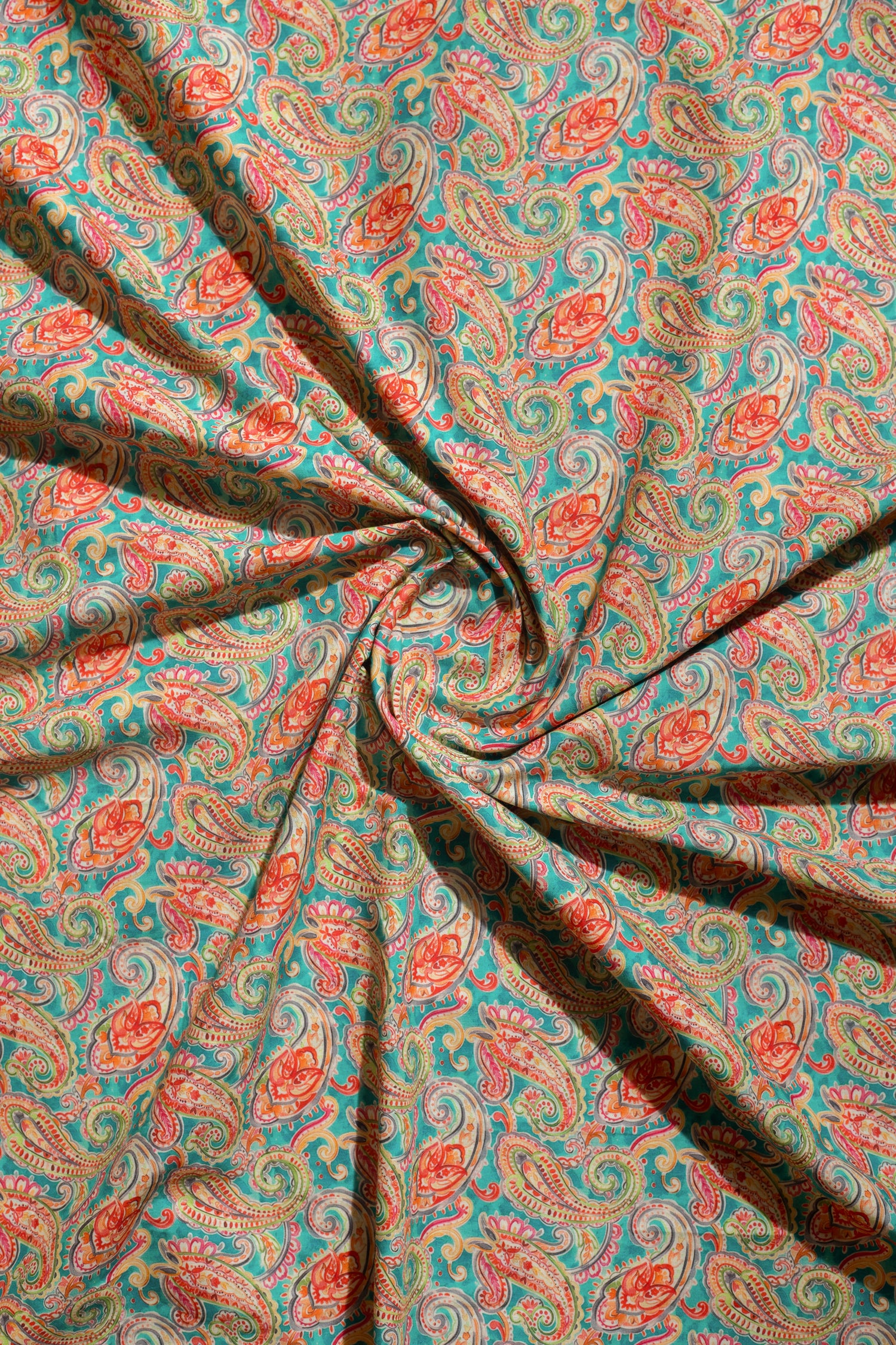 Afreen Blue Paisley Printed Cotton Fabric