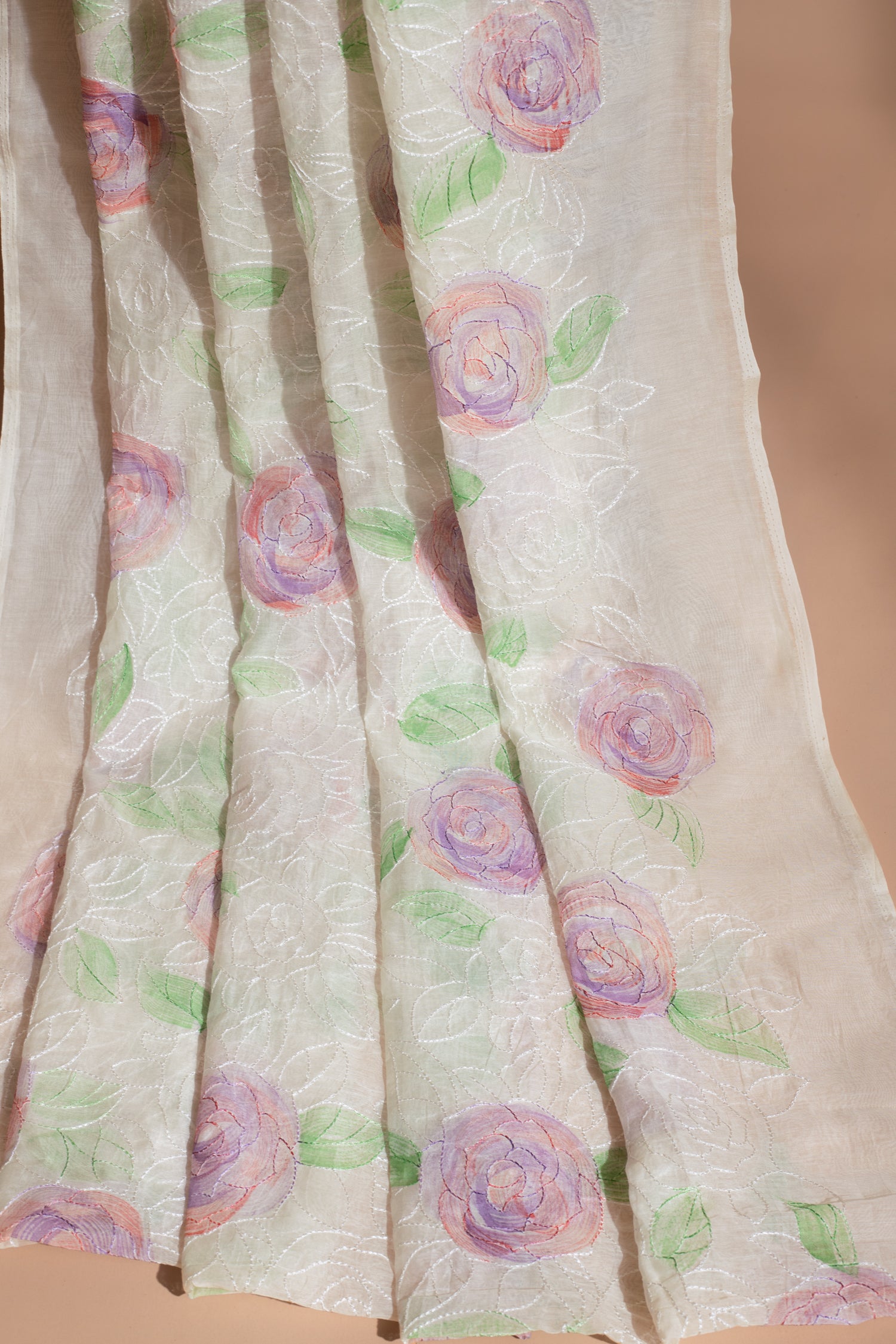 Luxe White with Lilac  Fabric