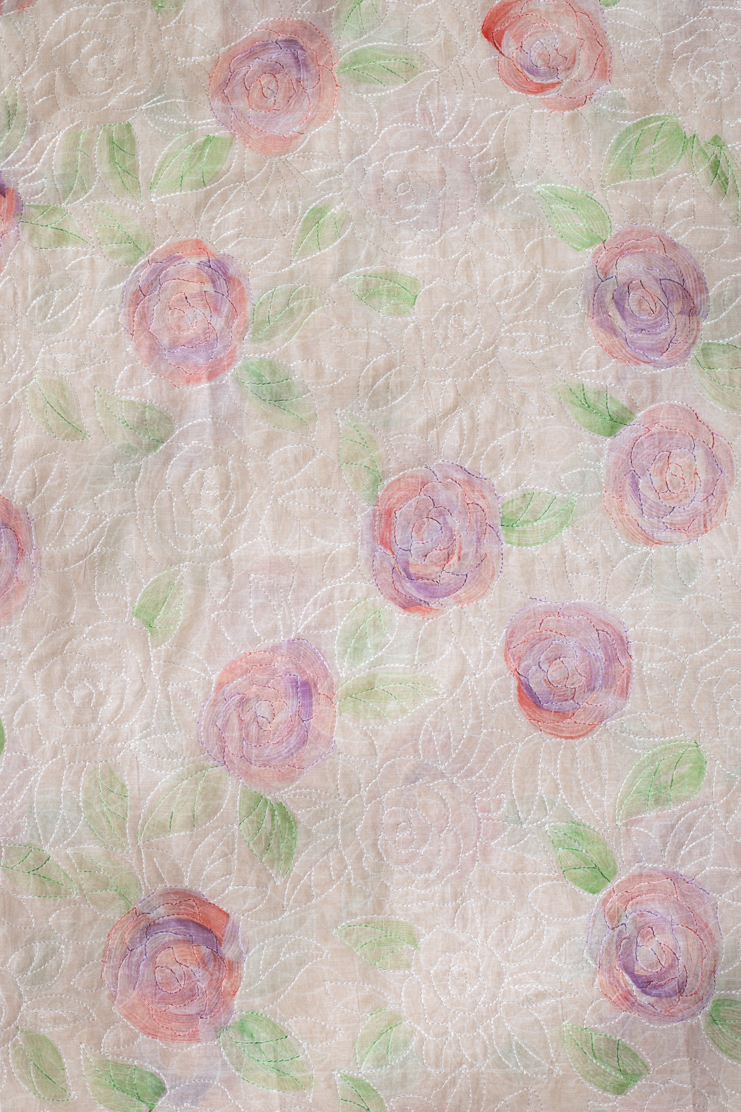 Luxe White with Lilac  Fabric
