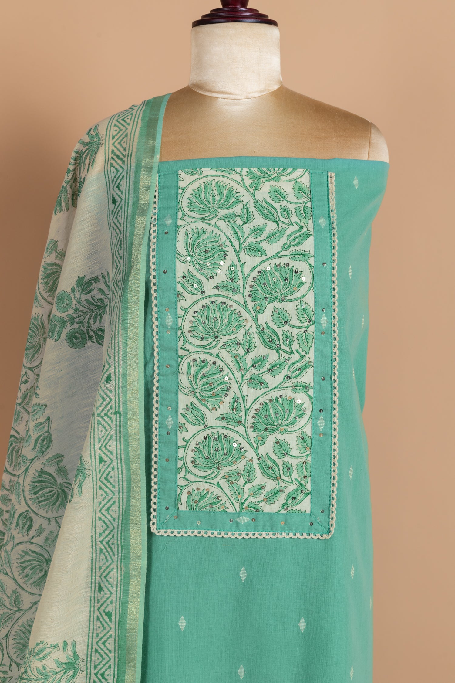 Afreen  Cotton   Blue Unstitched Suit Set Sterling House