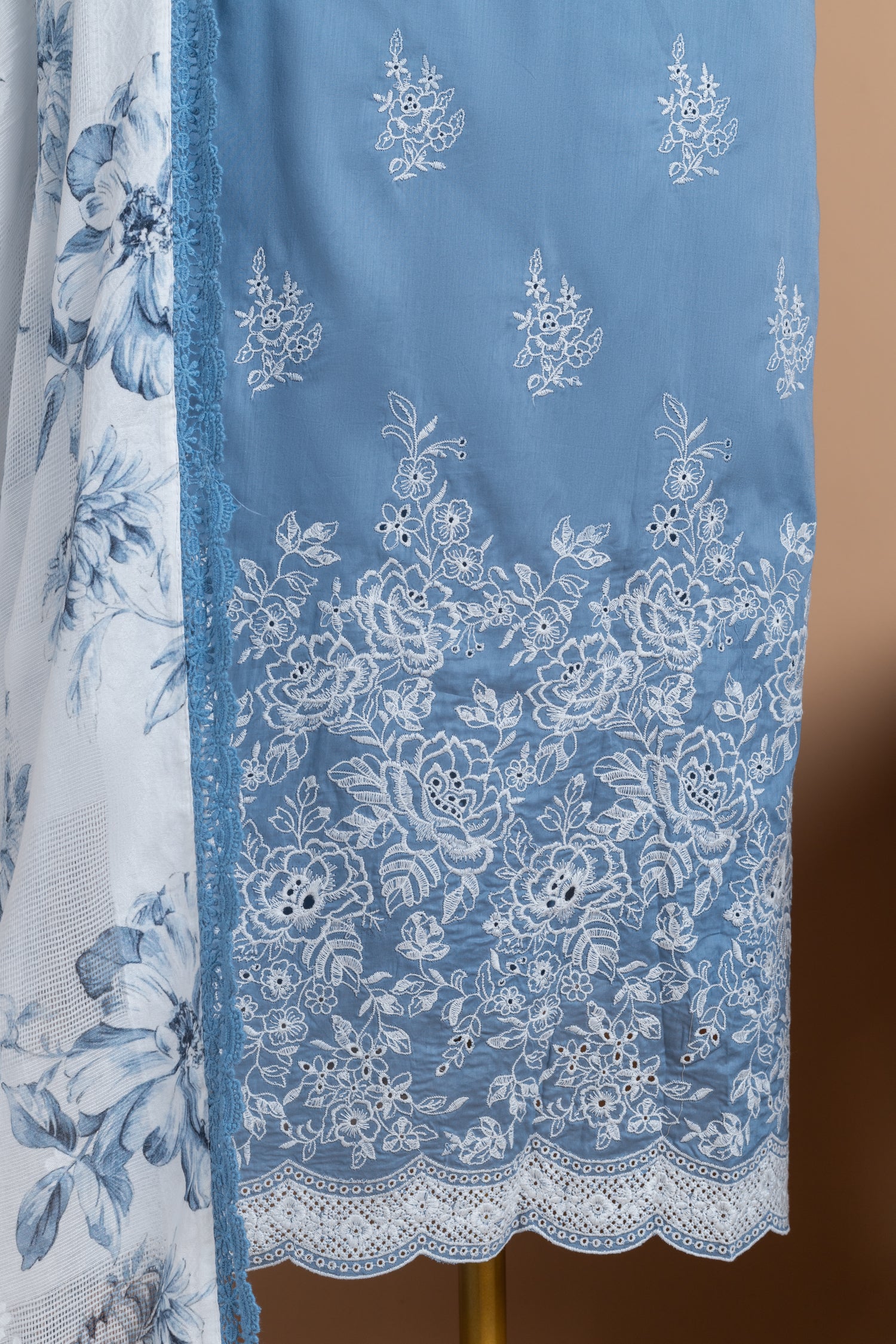 Afreen Soft cotton Powder Blue Unstitched Suit Set Sterling House