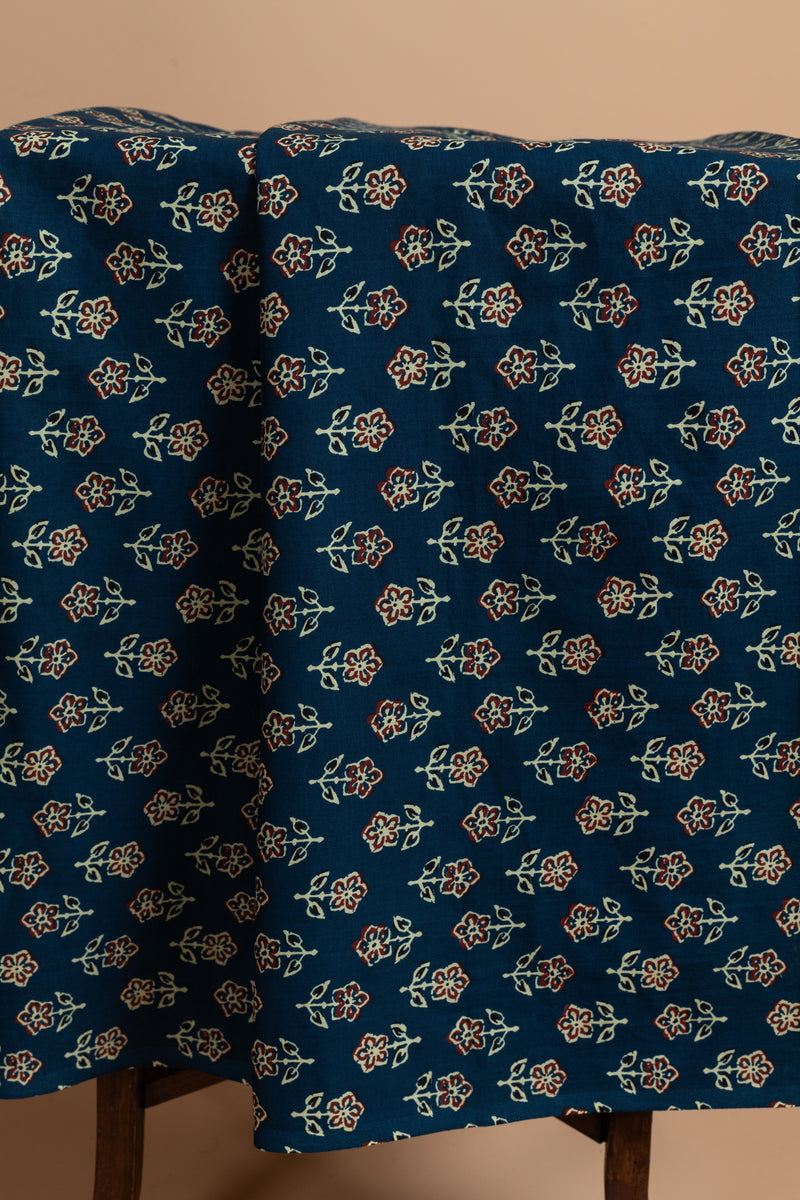 Blue Soft Cotton Unstitched Suit Set