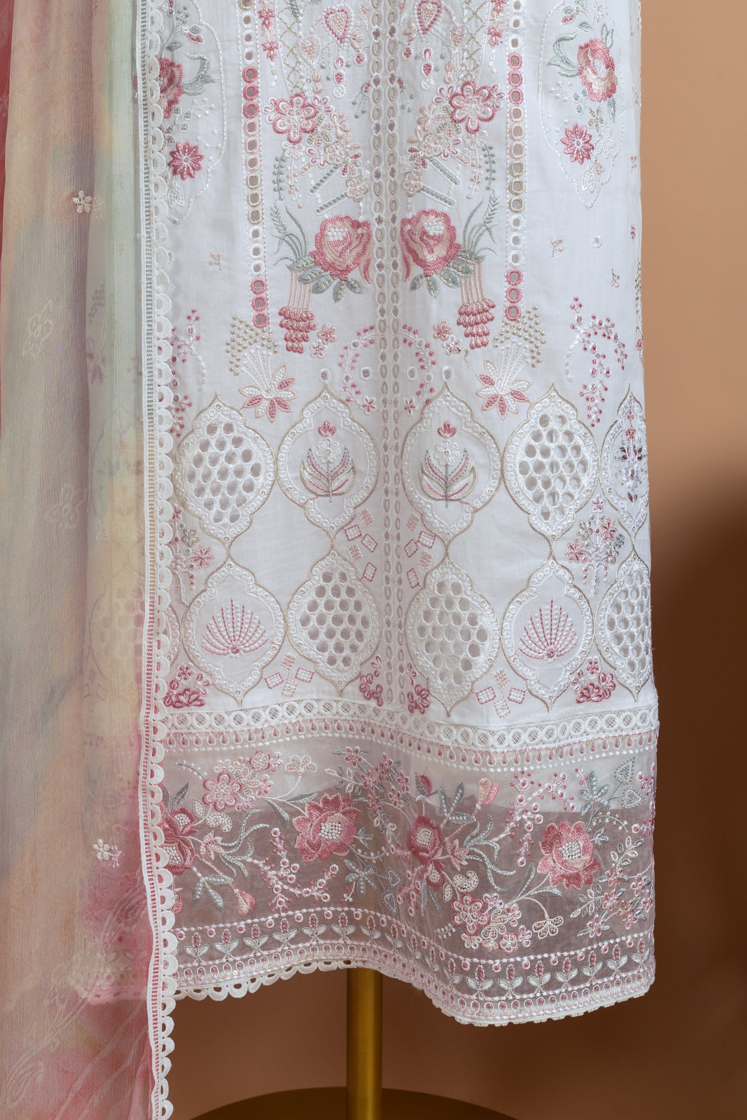 Afreen Soft Cotton White Unstitched Suit Set