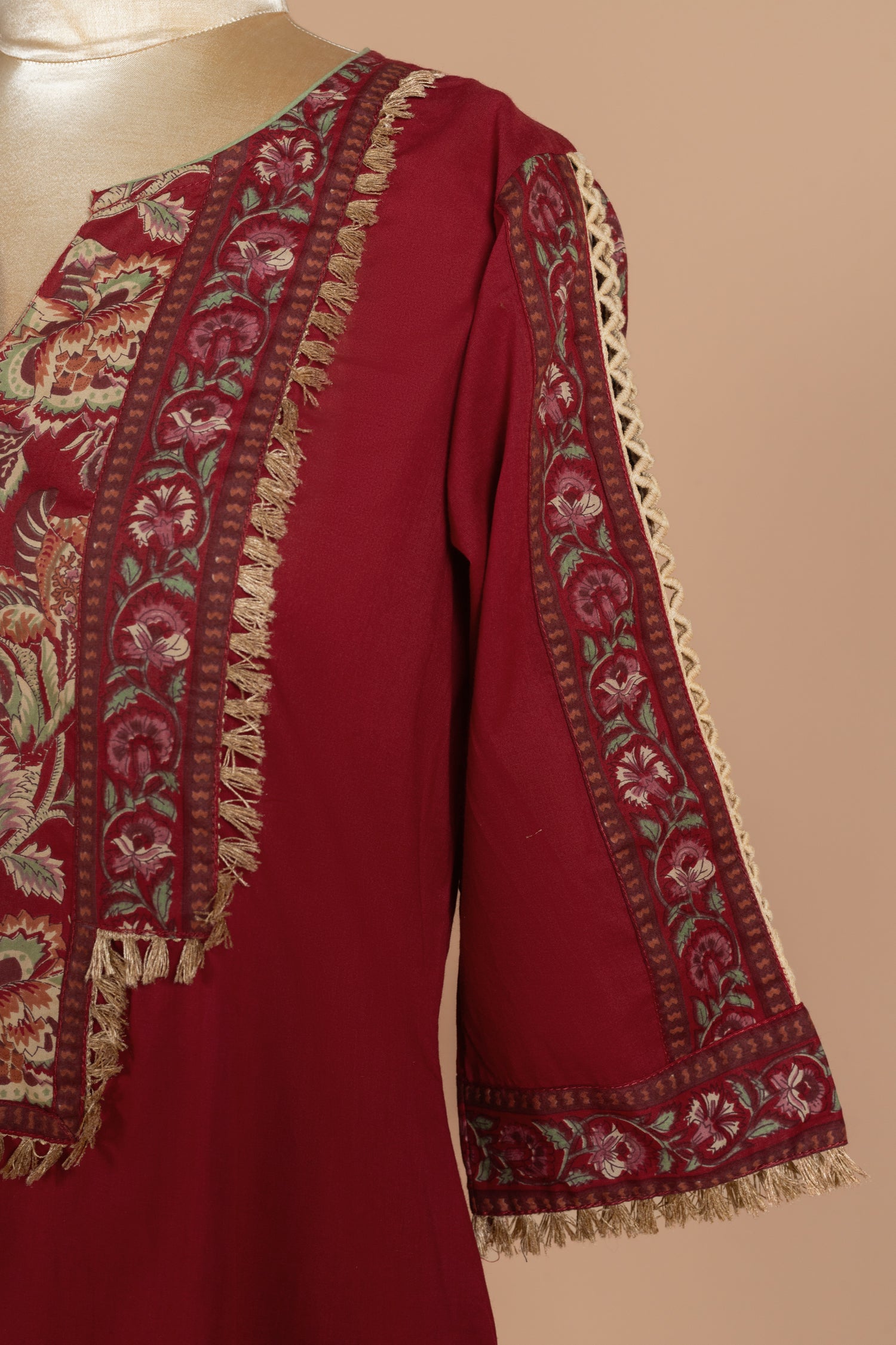 Afreen Red Cotton Readymade Set