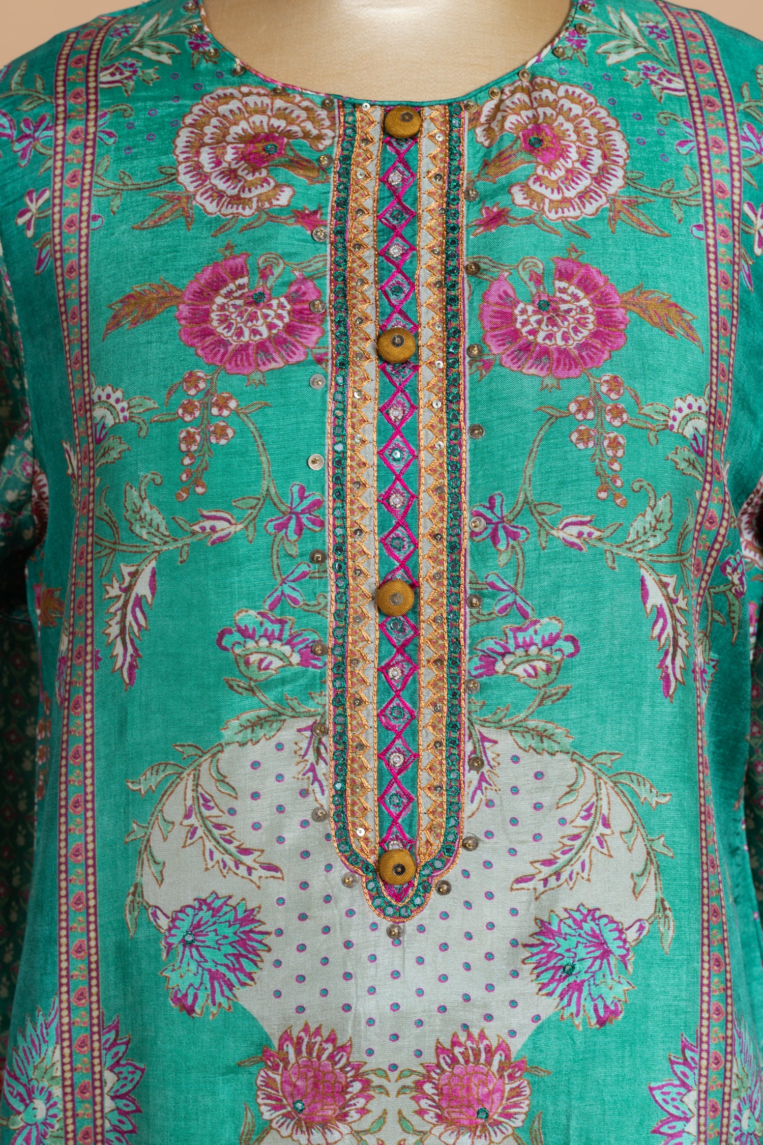 Luxe Muslin Light Green Readymade Set