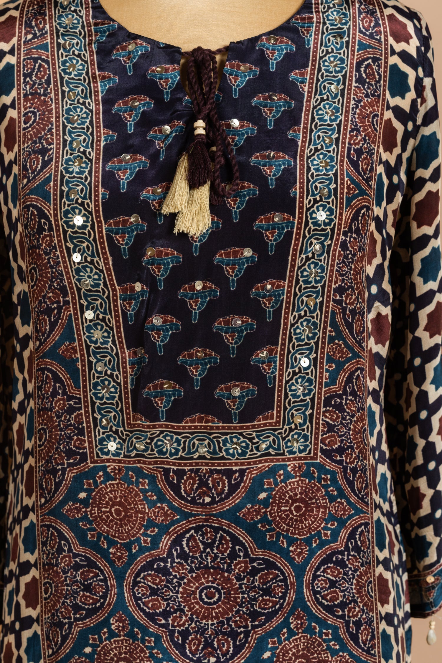 Afreen Black Crepe Ajrakh Readymade Set