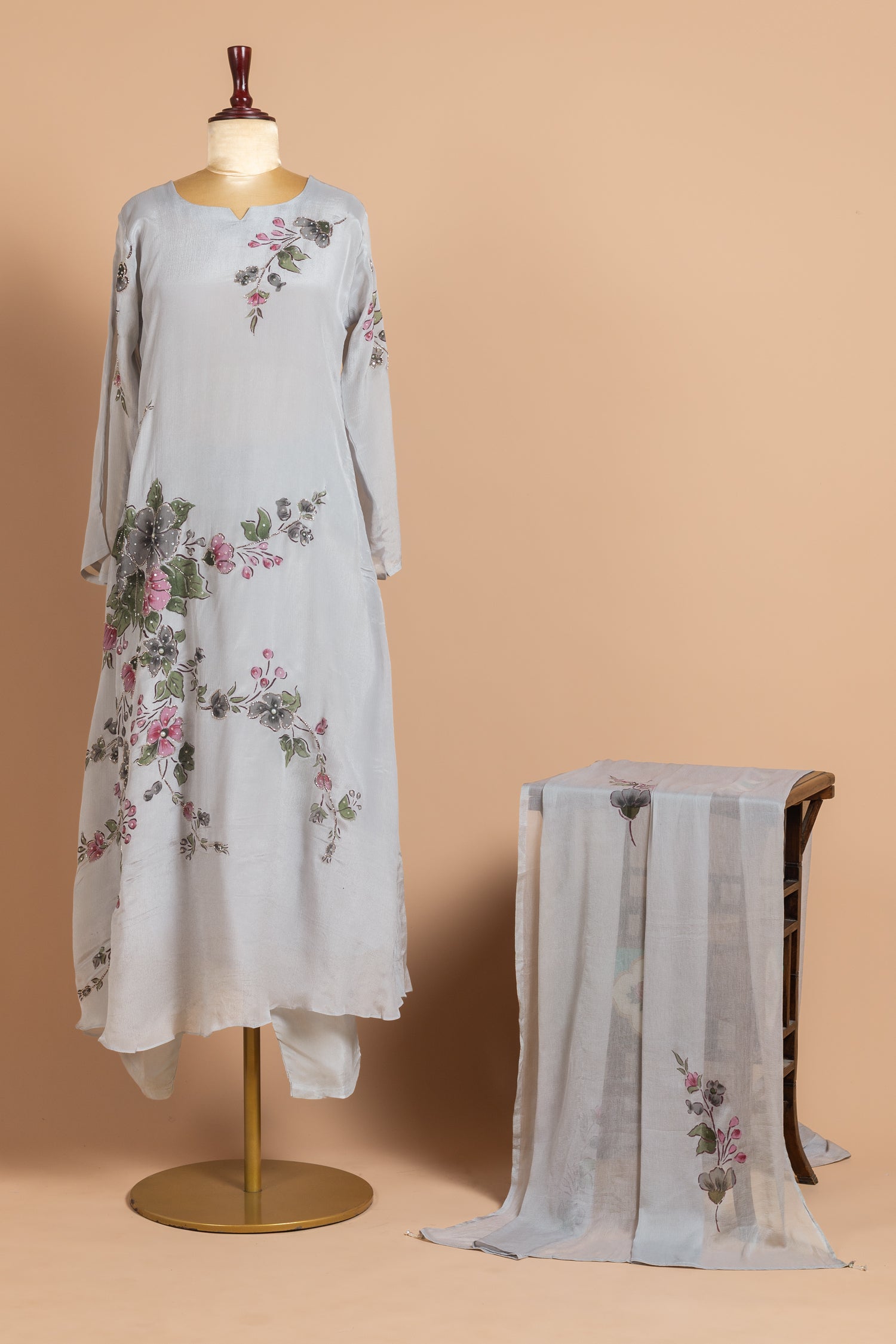 Luxe Grey Chinnon Anarakli Set