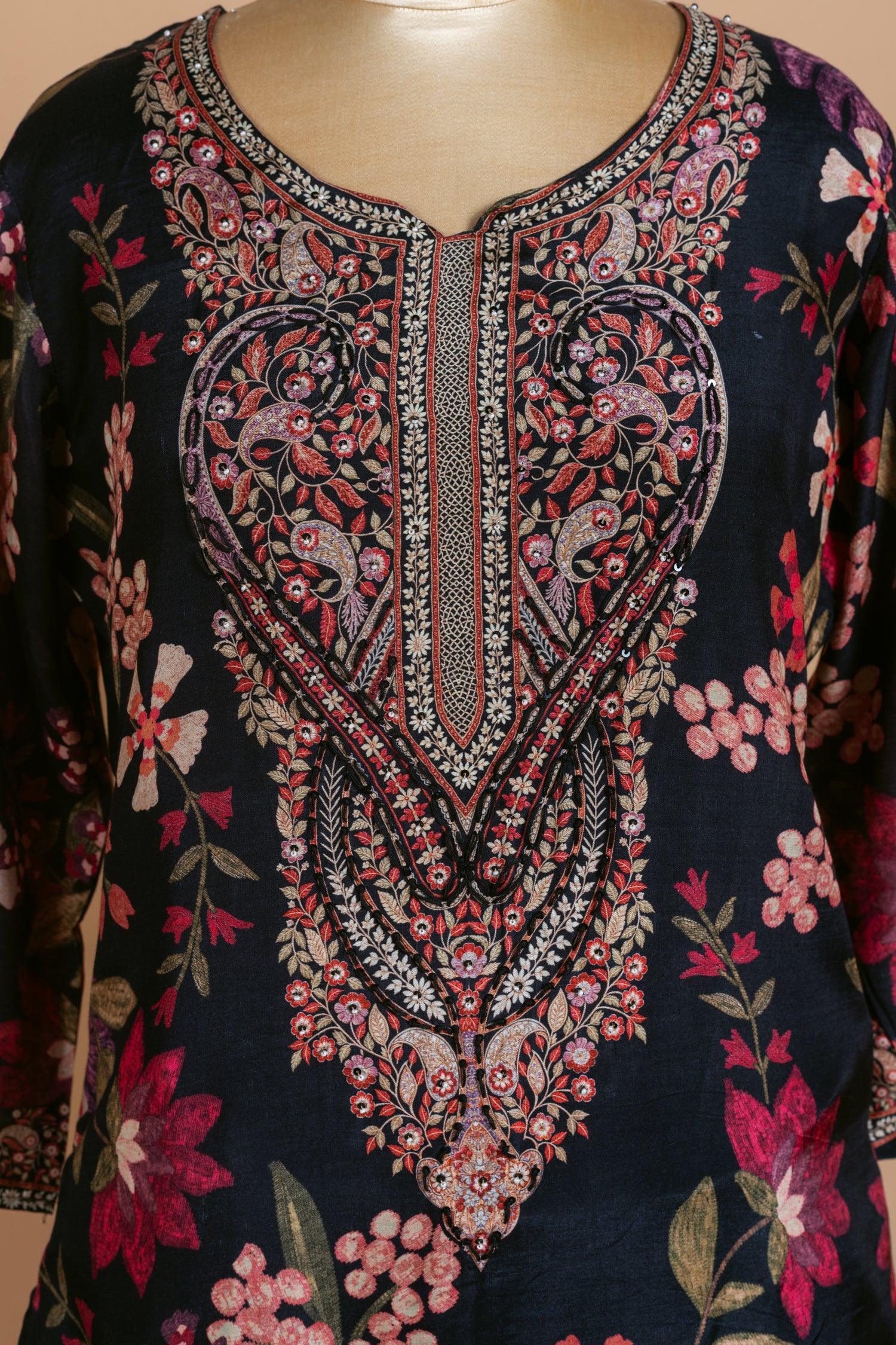 Afreen Black Cotton Readymade Set