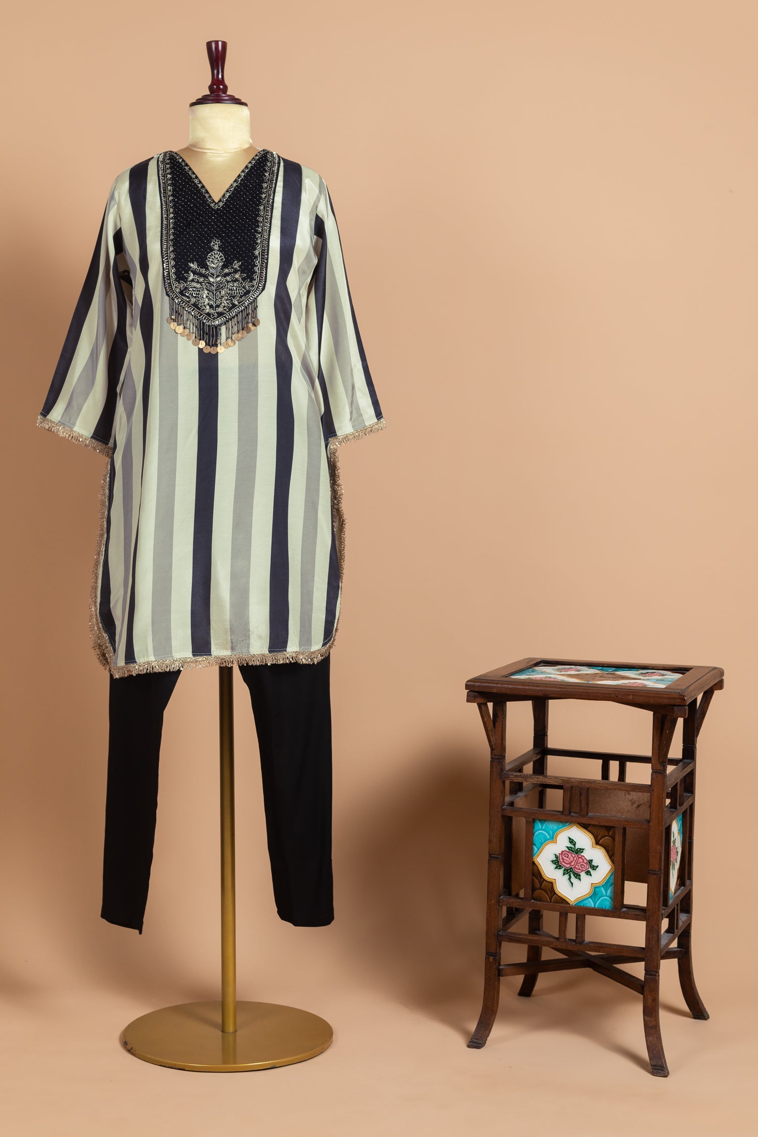 Luxe Black & White Soft Muslin Readymade Set