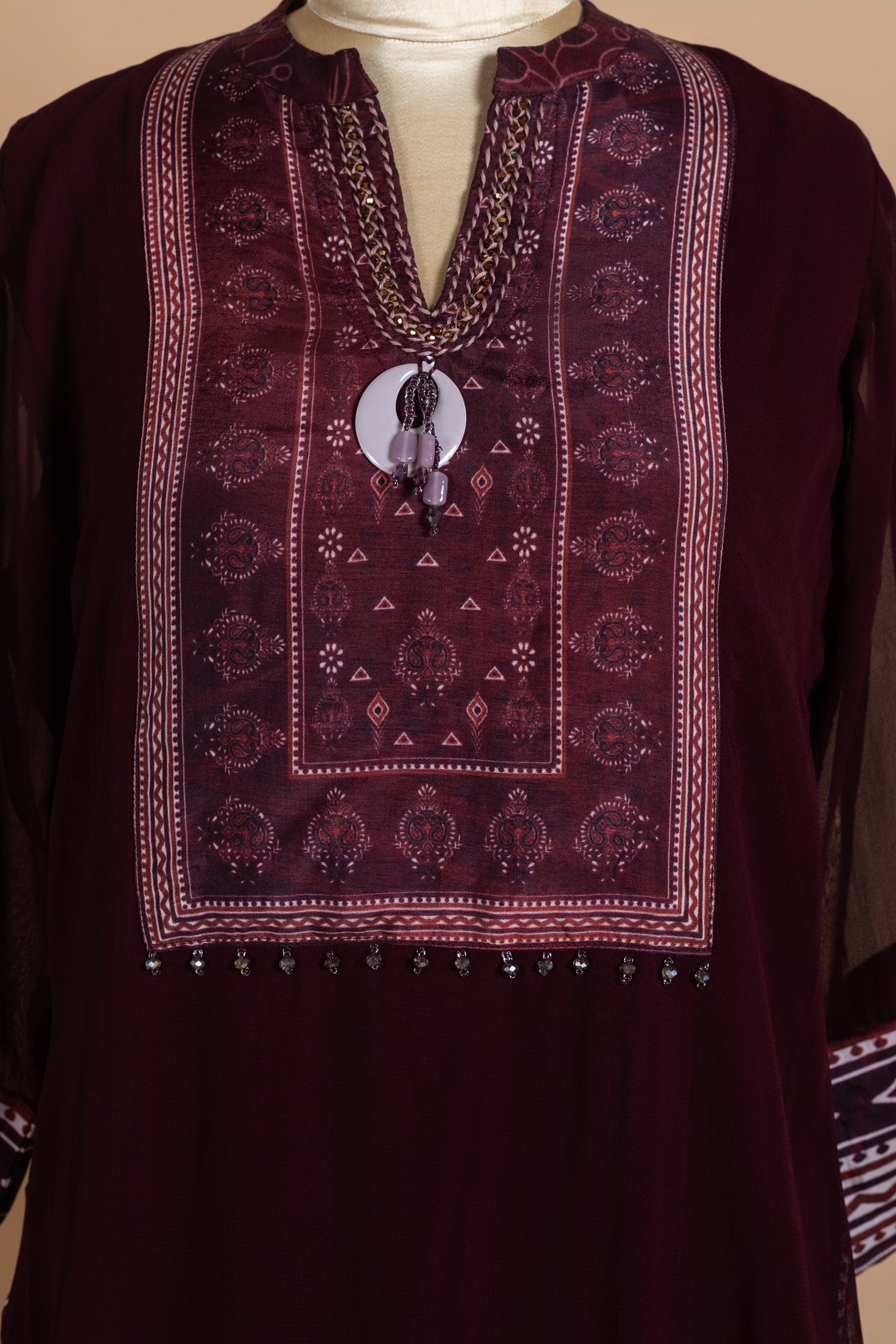 Afreen maroon Semi Georgette Readymade Set