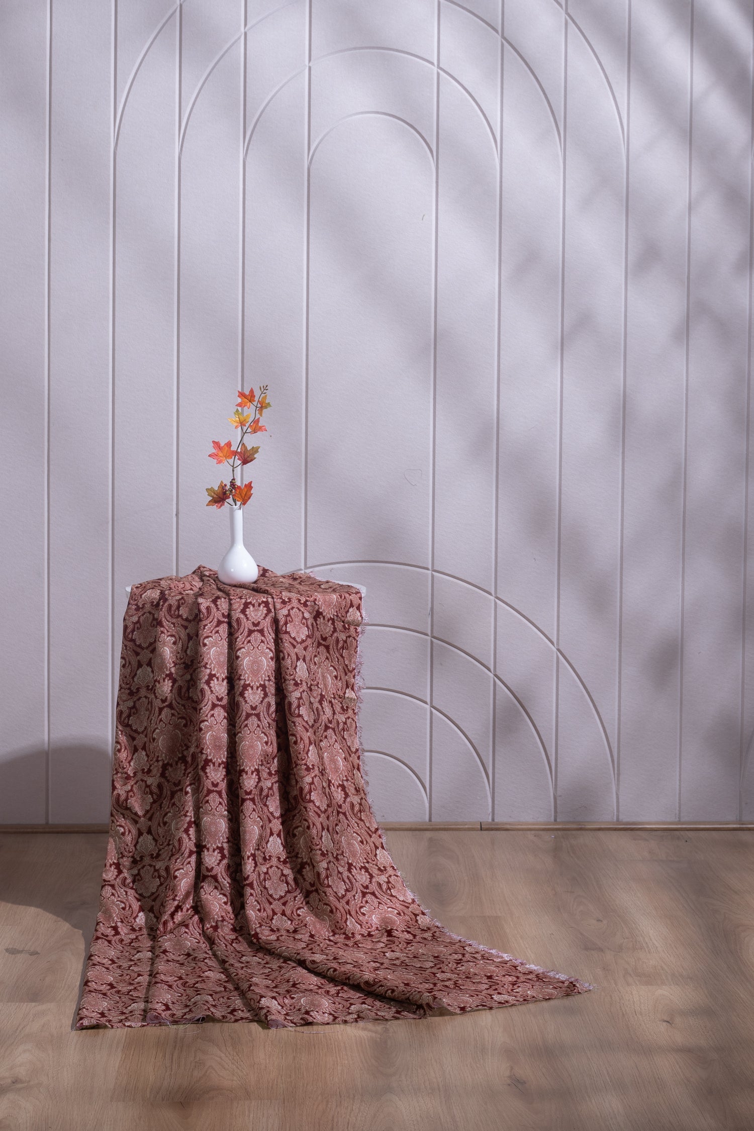 Afreen Maroon Printed Cotton Blend Fabric