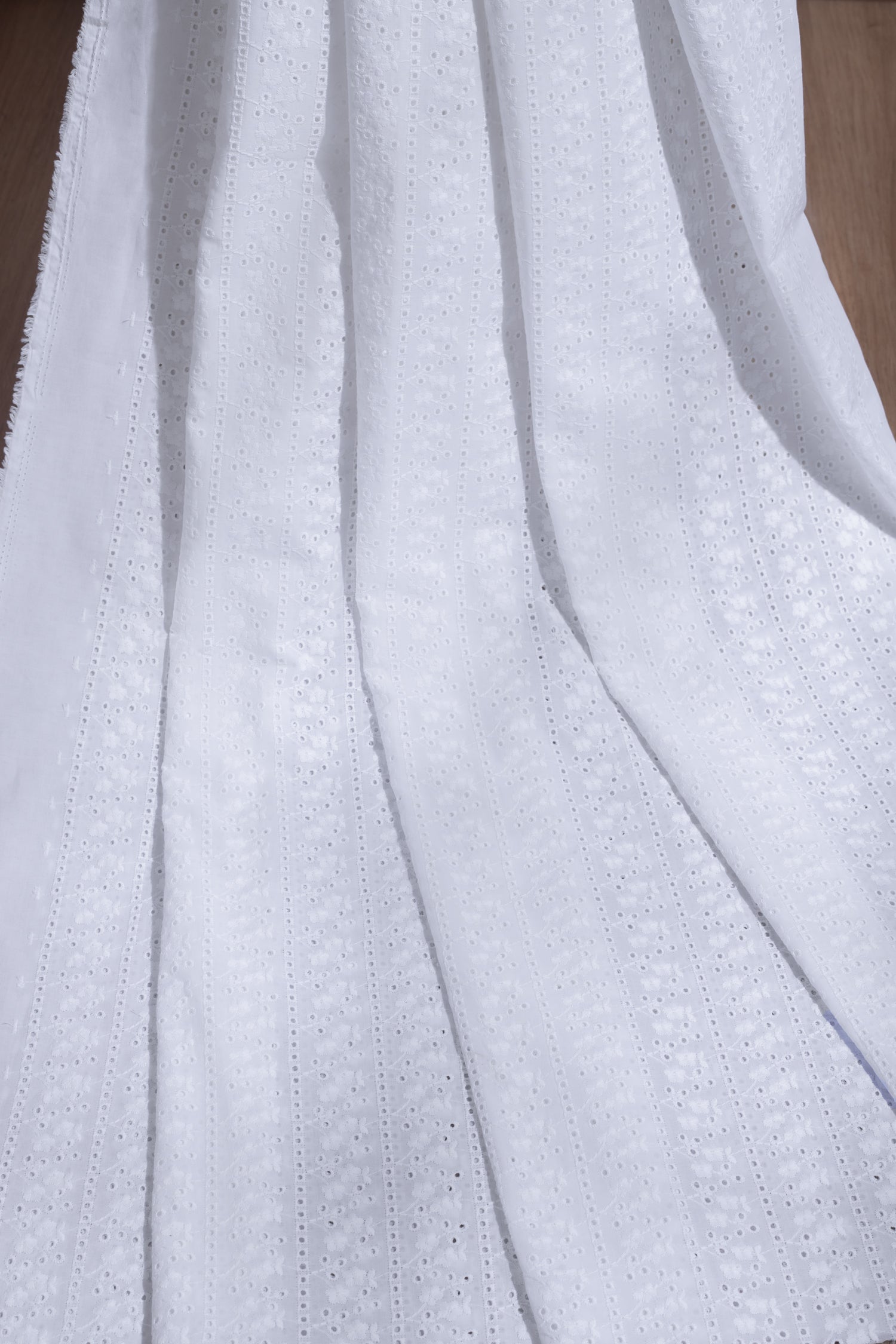 Afreen White Hakoba Cotton  Fabric