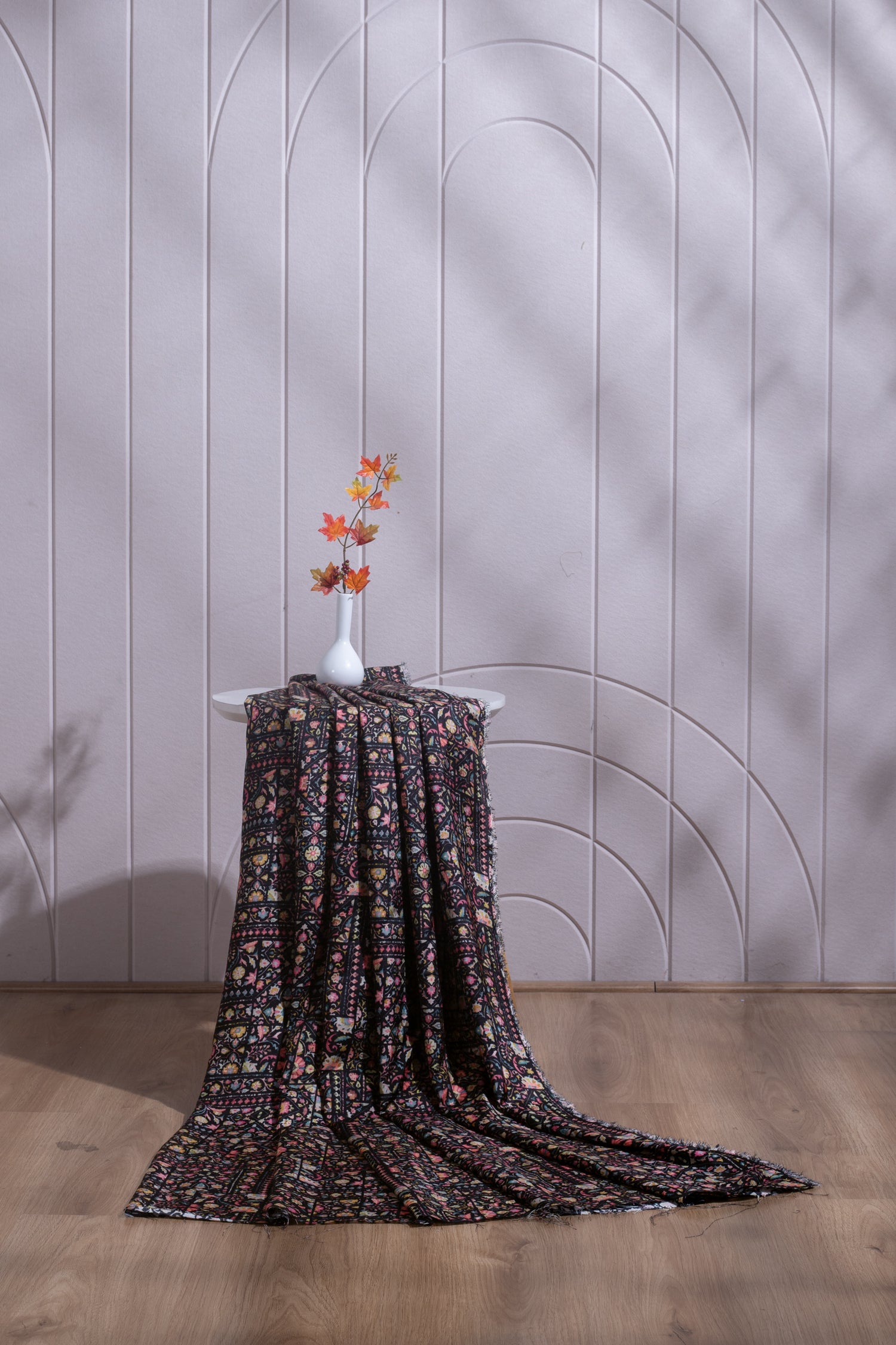 Afreen Black Printed Cotton Blend Fabric