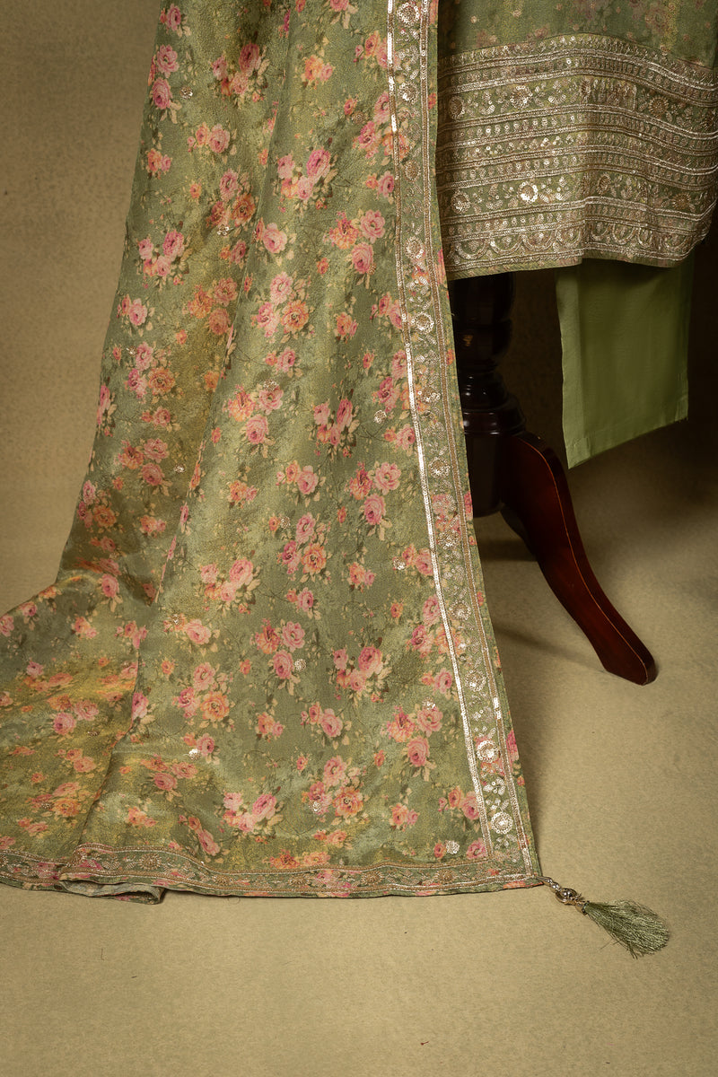 Sage Green Embroidered Readymade Set