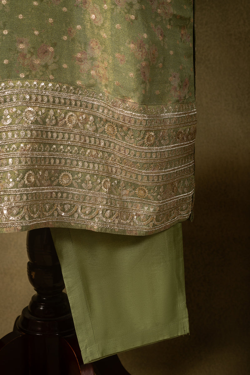 Sage Green Embroidered Readymade Set