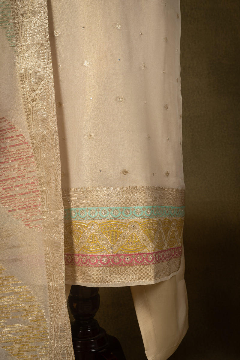 Off-White Pastel Silk Blend Readymade Set