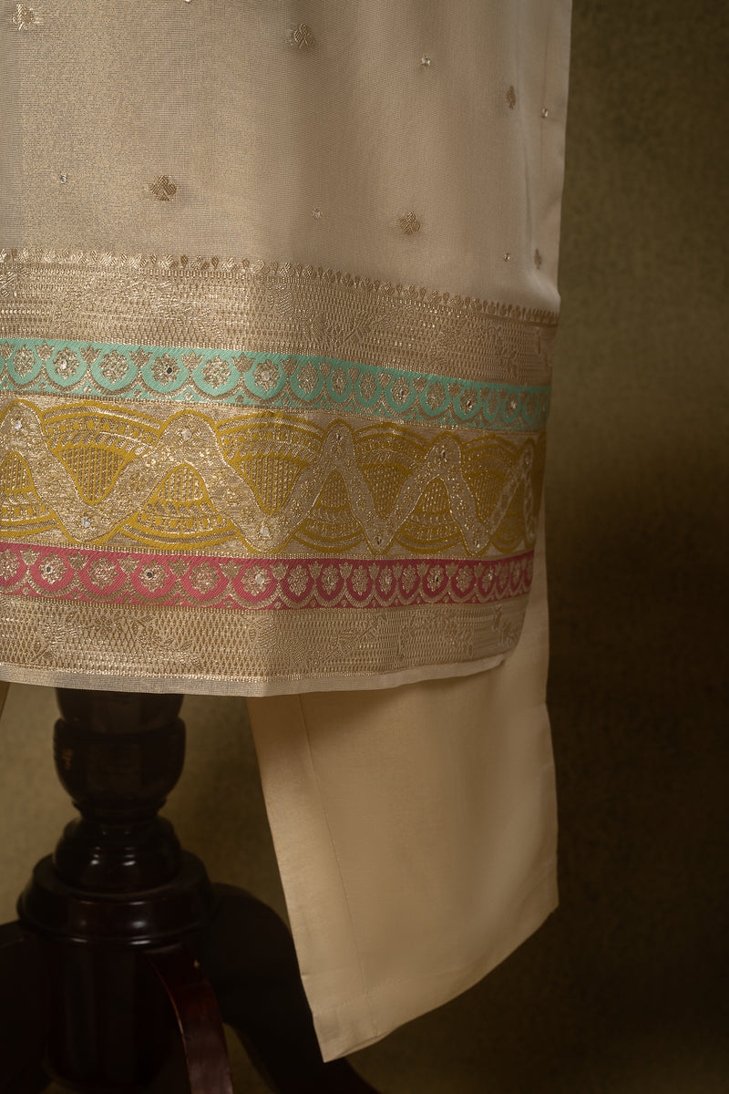 Off-White Pastel Silk Blend Readymade Set