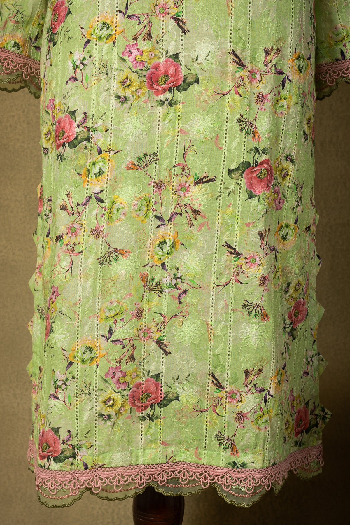 Light Pistachio Green Floral Lawn Cotton Readymade Set