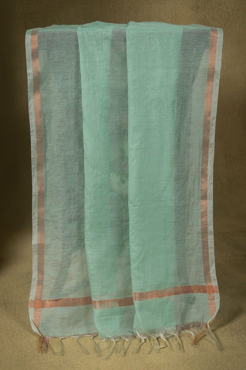 Seafoam Green Embroidered Linen Cotton Readymade Set