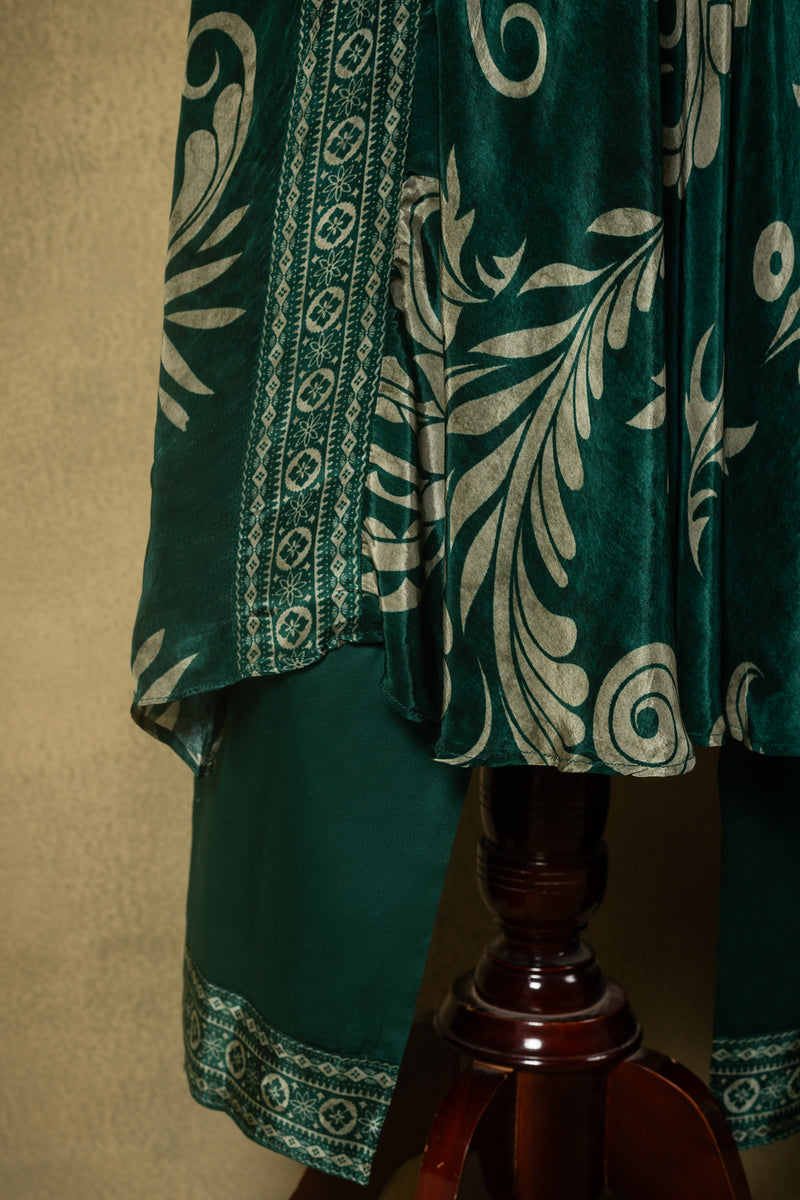Deep Emerald Green Mirror Work Muslin Readymade Set