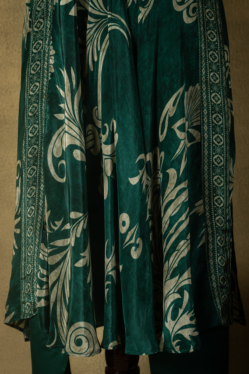 Deep Emerald Green Mirror Work Muslin Readymade Set