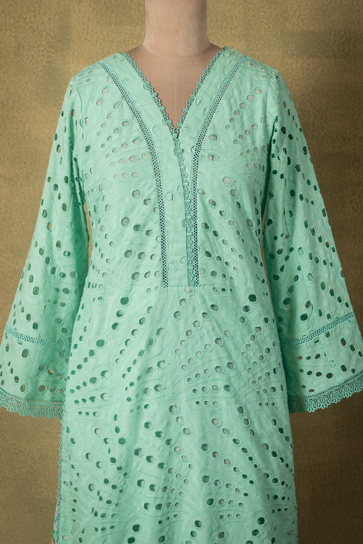 Seafoam Green Schiffli Cotton Readymade Set