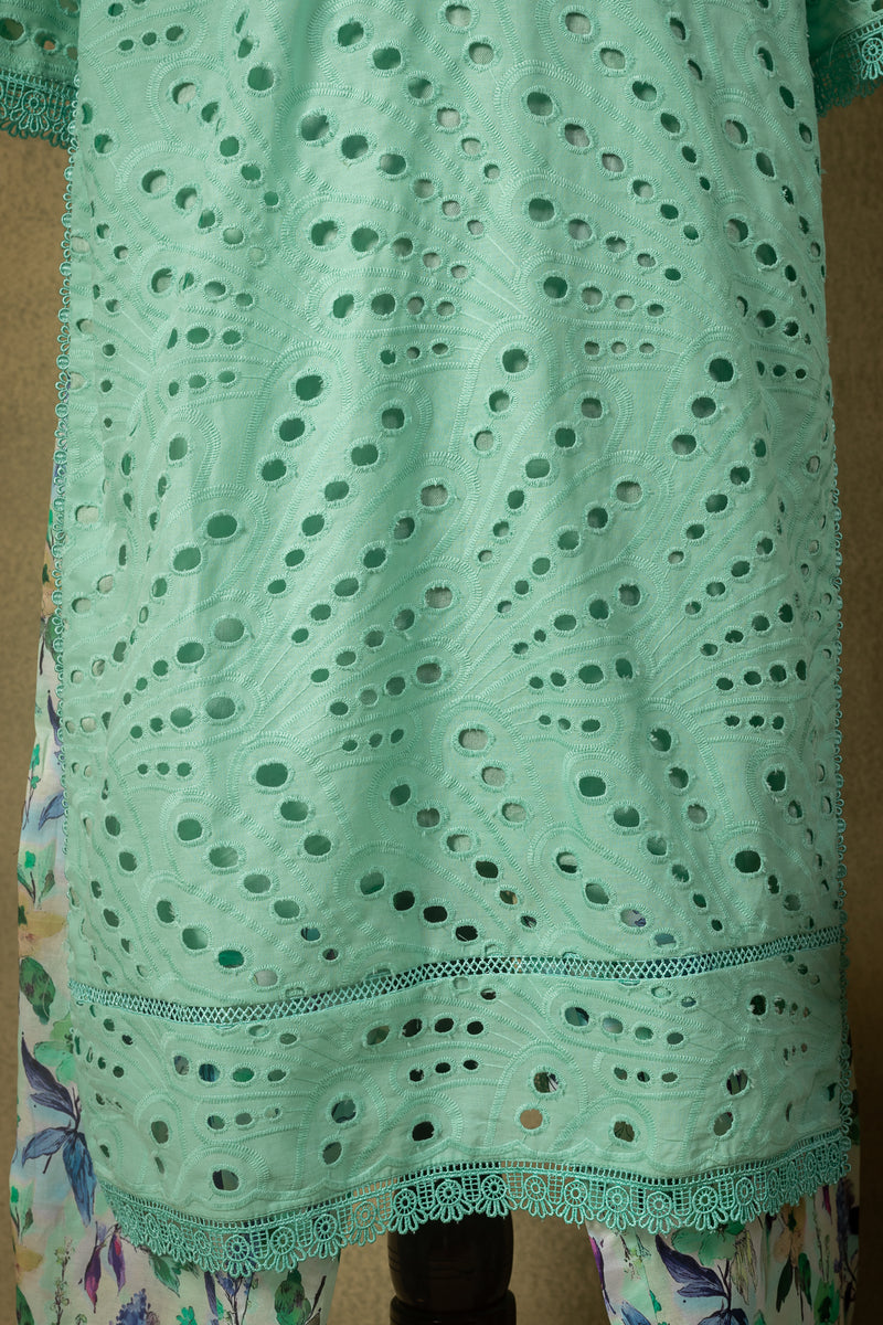 Seafoam Green Schiffli Cotton Readymade Set