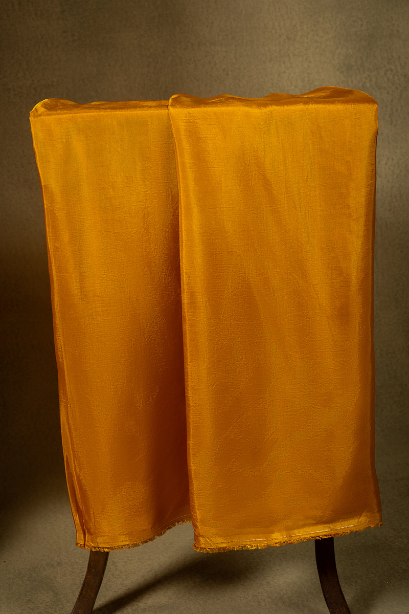 Orange Shimmer Silk Brocade Embroidered Unstitched Suit
