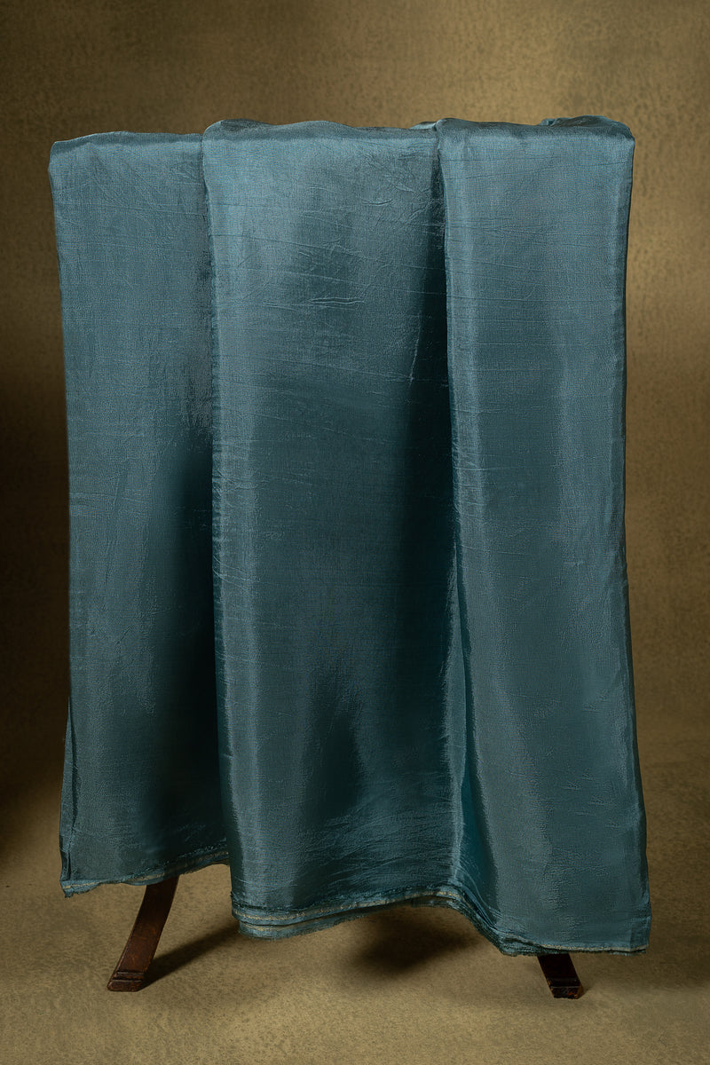 Blue Shimmer Silk Brocade Embroidered Unstitched Suit