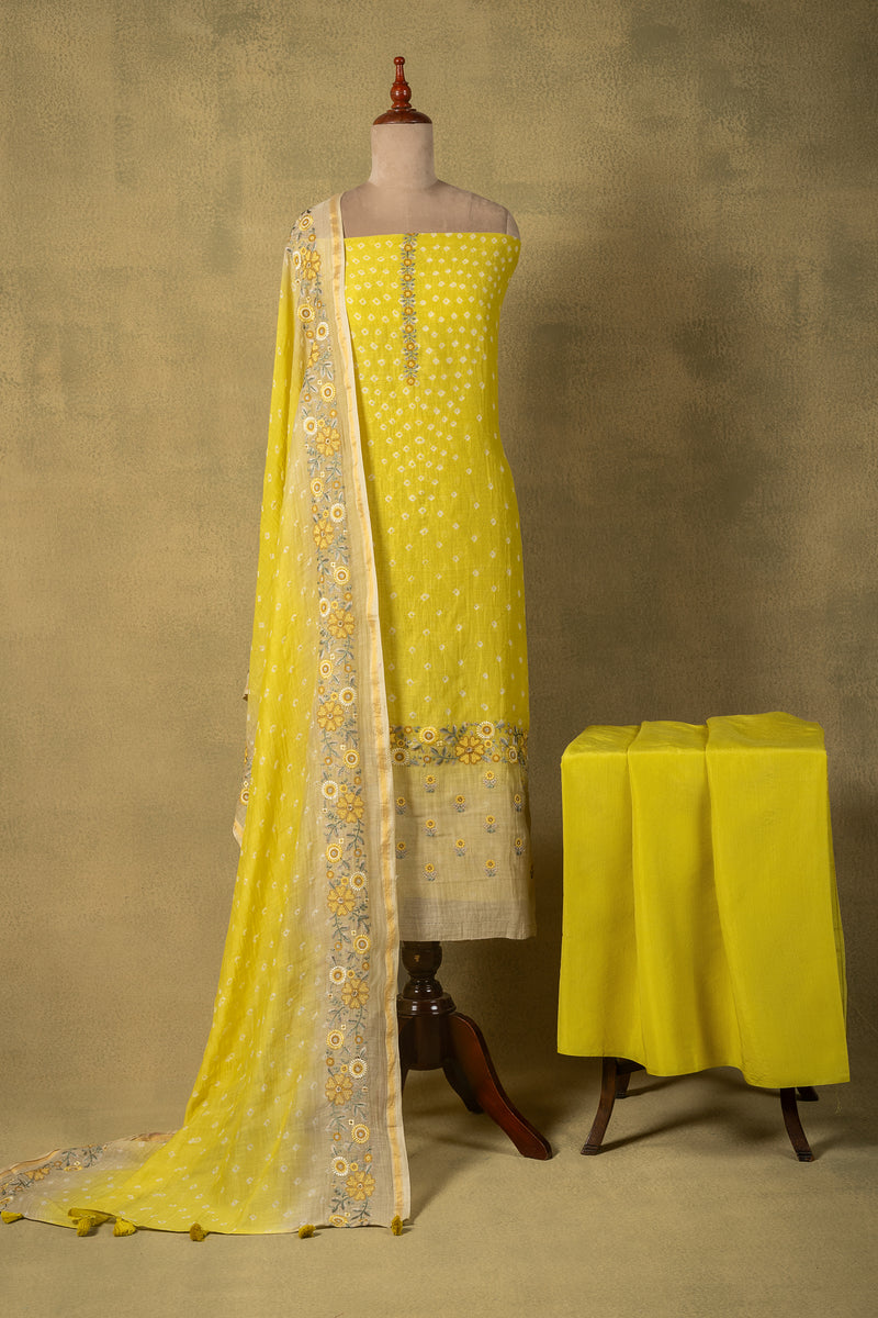 Lemon Yellow Floral Mul Embroidered Unstitched Suit Sterling House