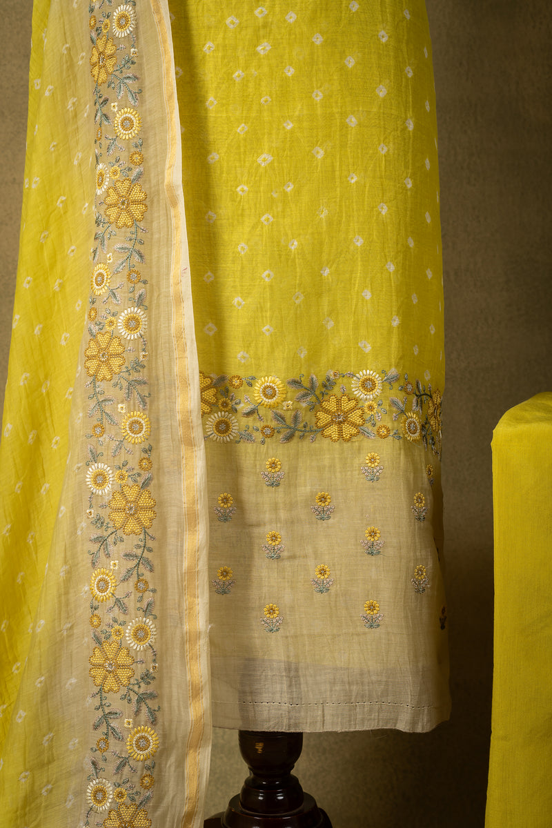 Lemon Yellow Floral Mul Embroidered Unstitched Suit Sterling House