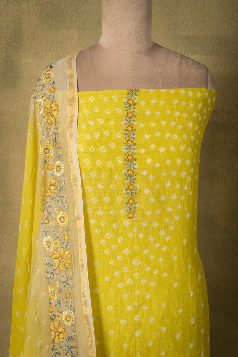 Lemon Yellow Floral Mul Embroidered Unstitched Suit Sterling House