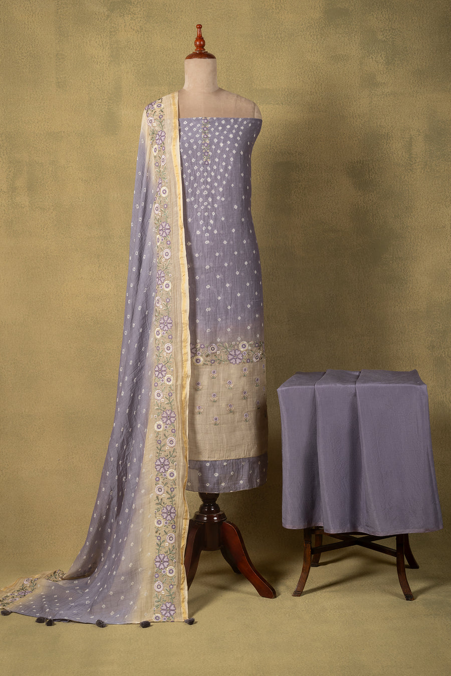 Lilac Floral Mul Embroidered Unstitched Suit