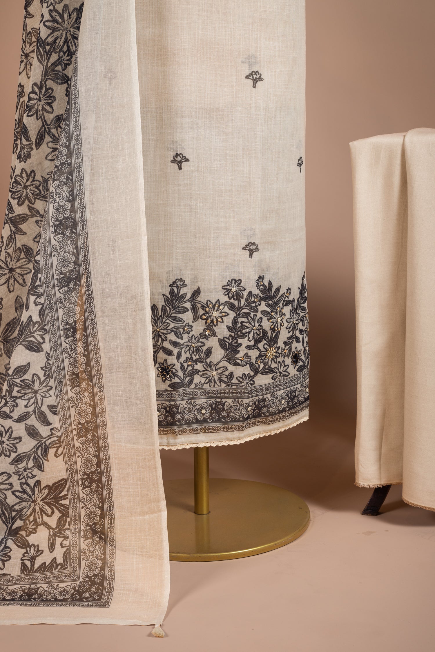 Linen Cotton off -white Suit Set