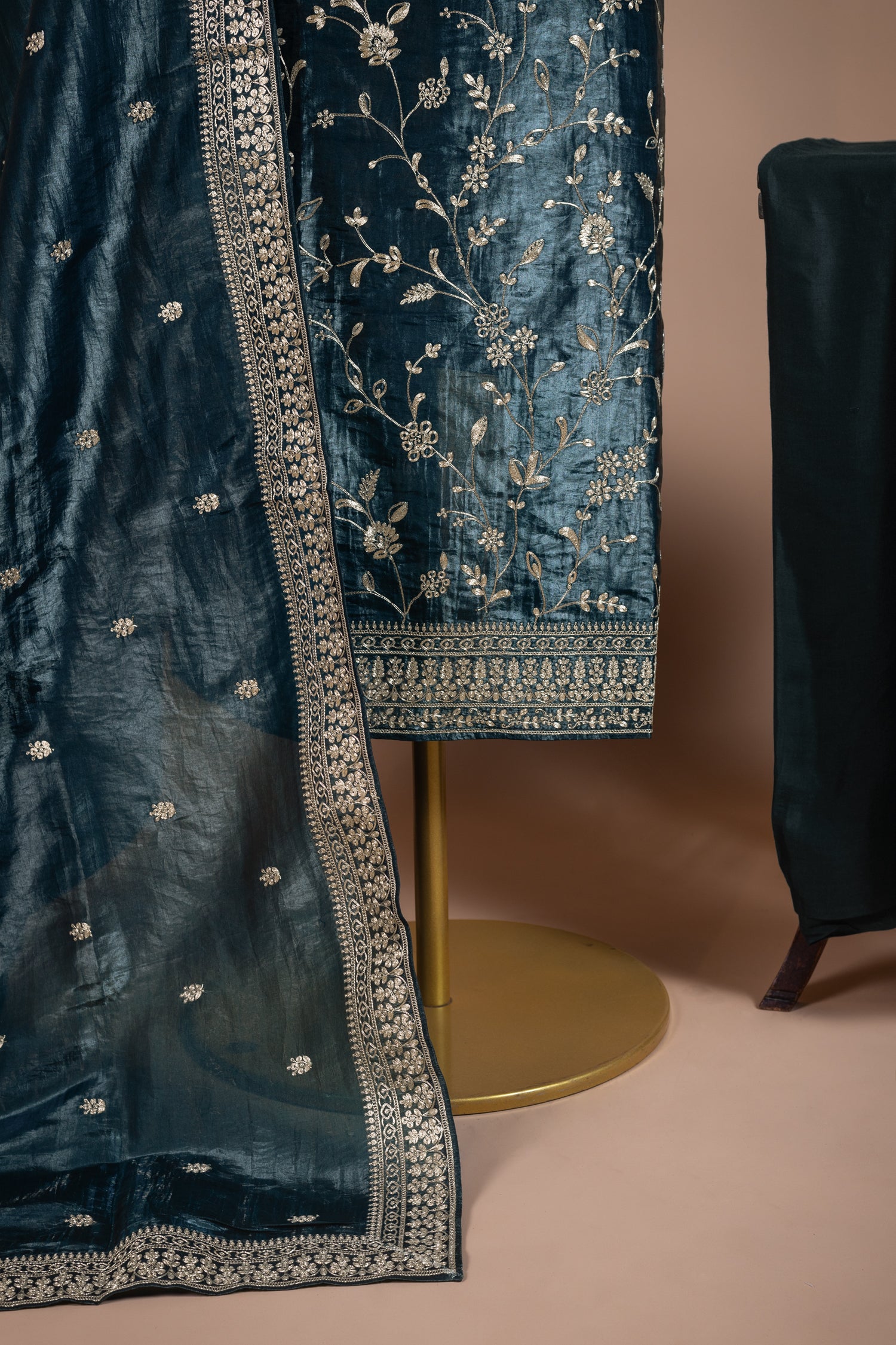 Luxe Blue Soft Shimmer Organza Suit Set