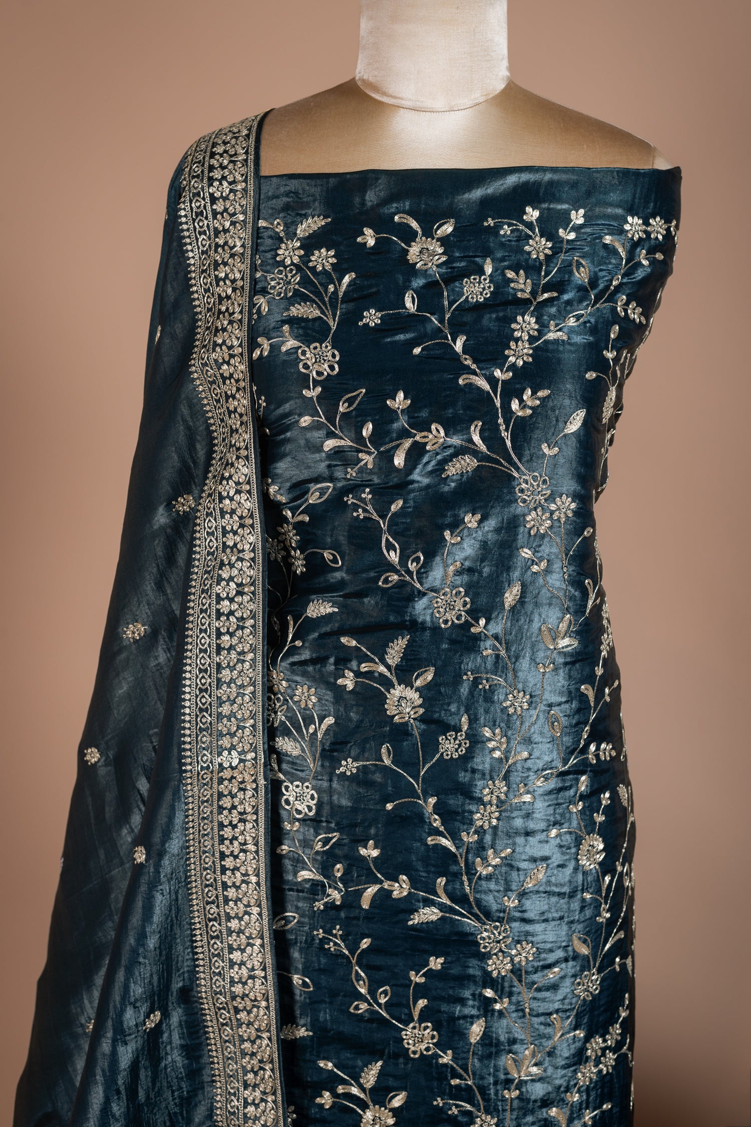 Luxe Blue Soft Shimmer Organza Suit Set