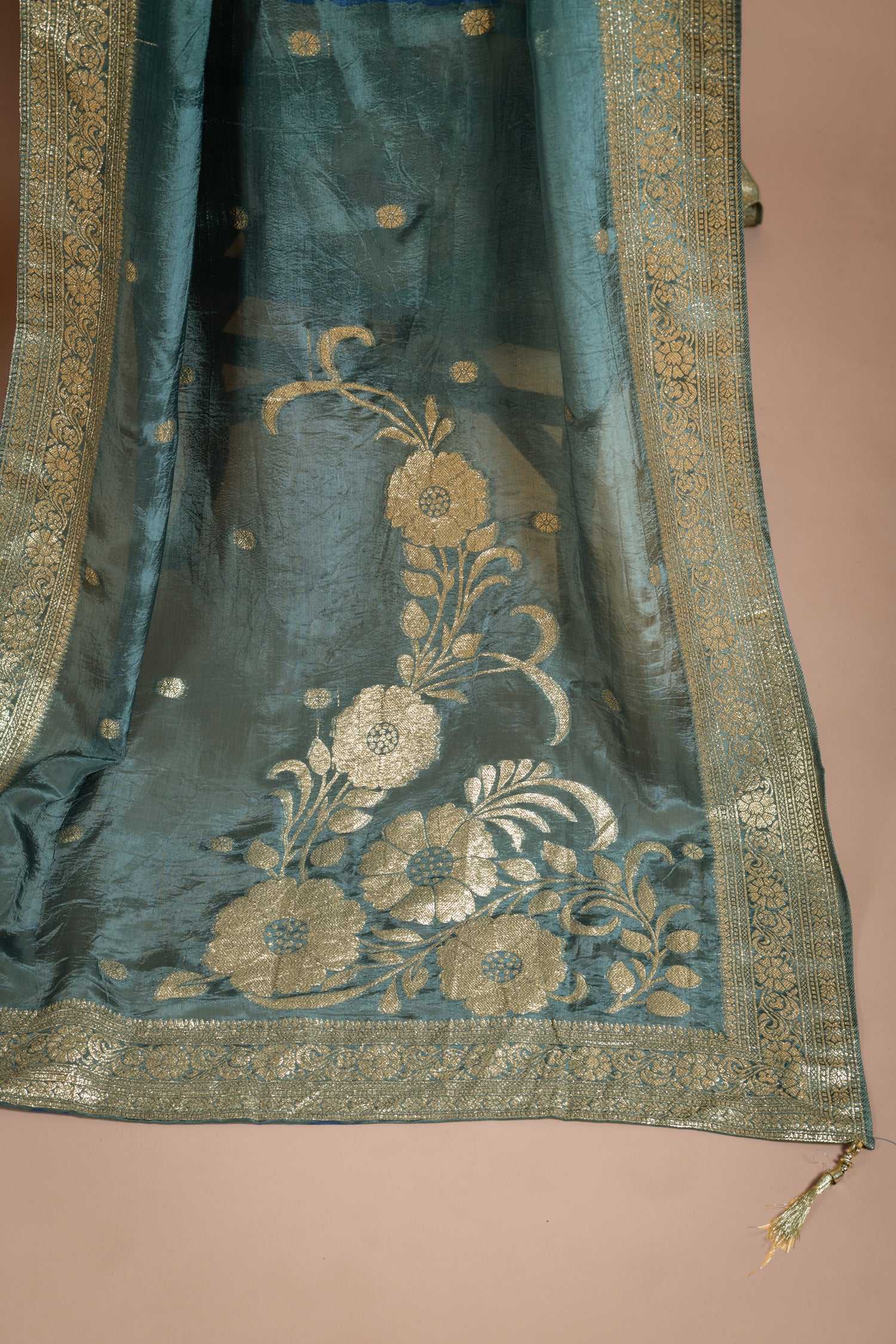 Afreen Ivory green Soft Shimmer Silk Suit Set